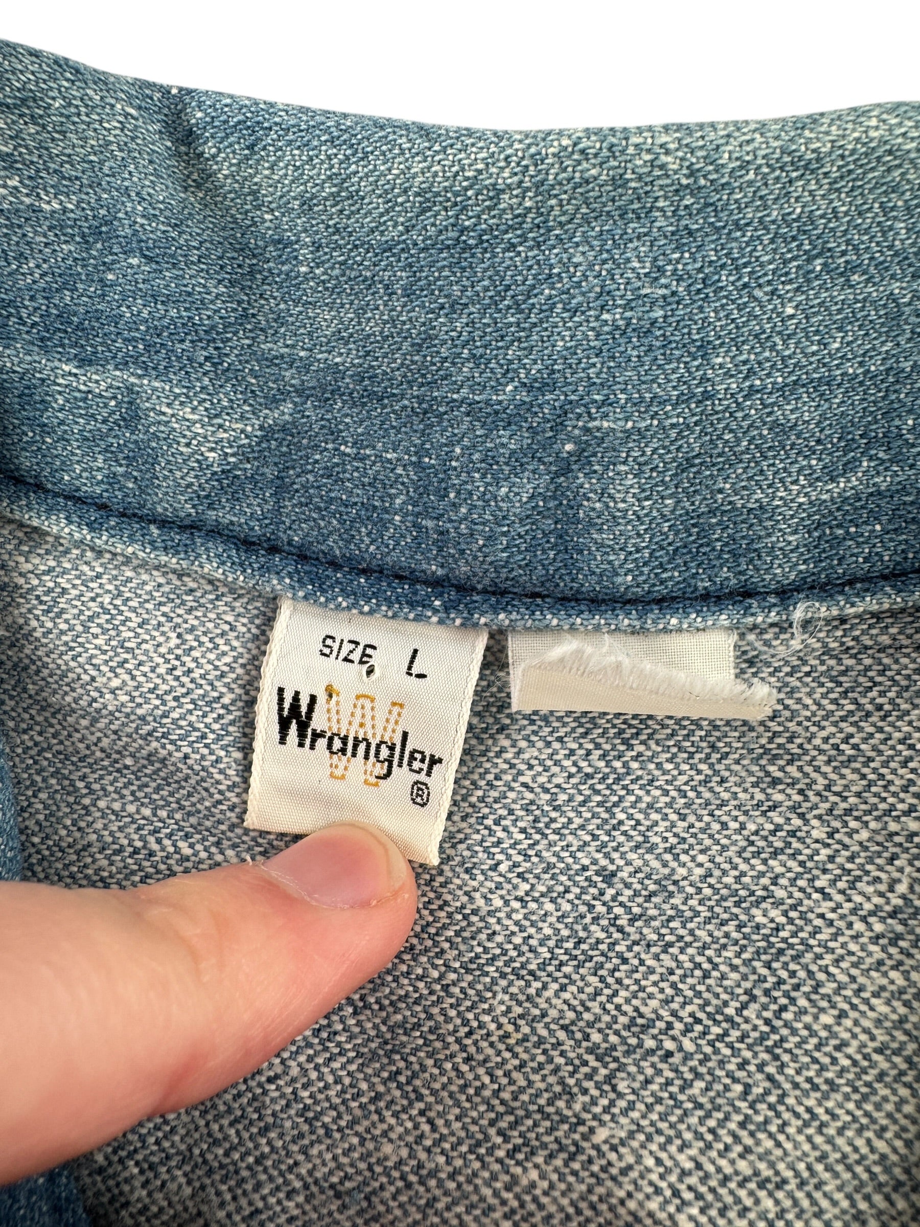 Tag on Vintage Wrangler Denim Shacket SZ L AS IS (Fits M)