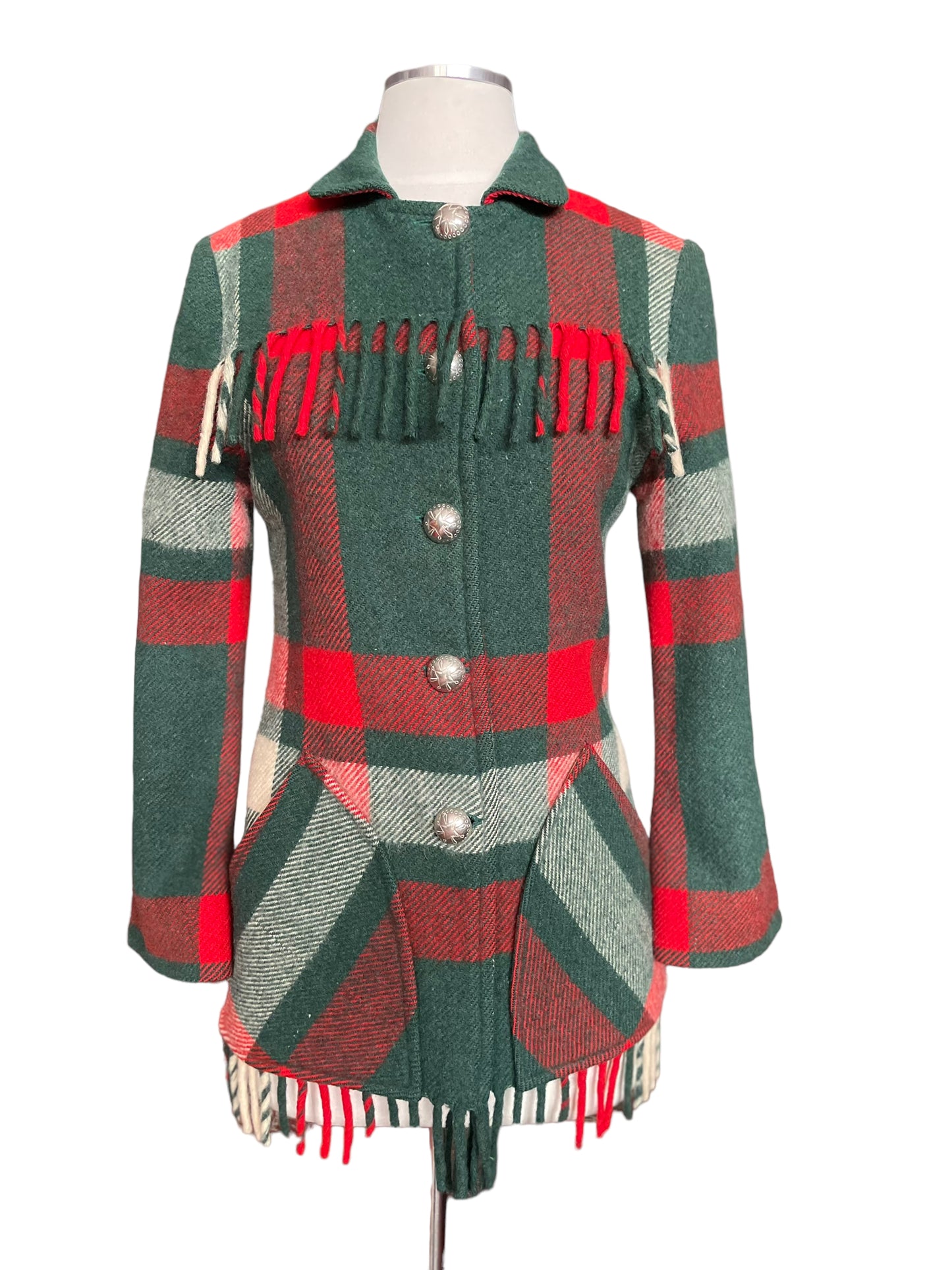 Full front view of Vintage 1940s Dall Smith Wool Blanket Coat SZ XS | Seattle True Vintage | Barn Owl Vintage Coats