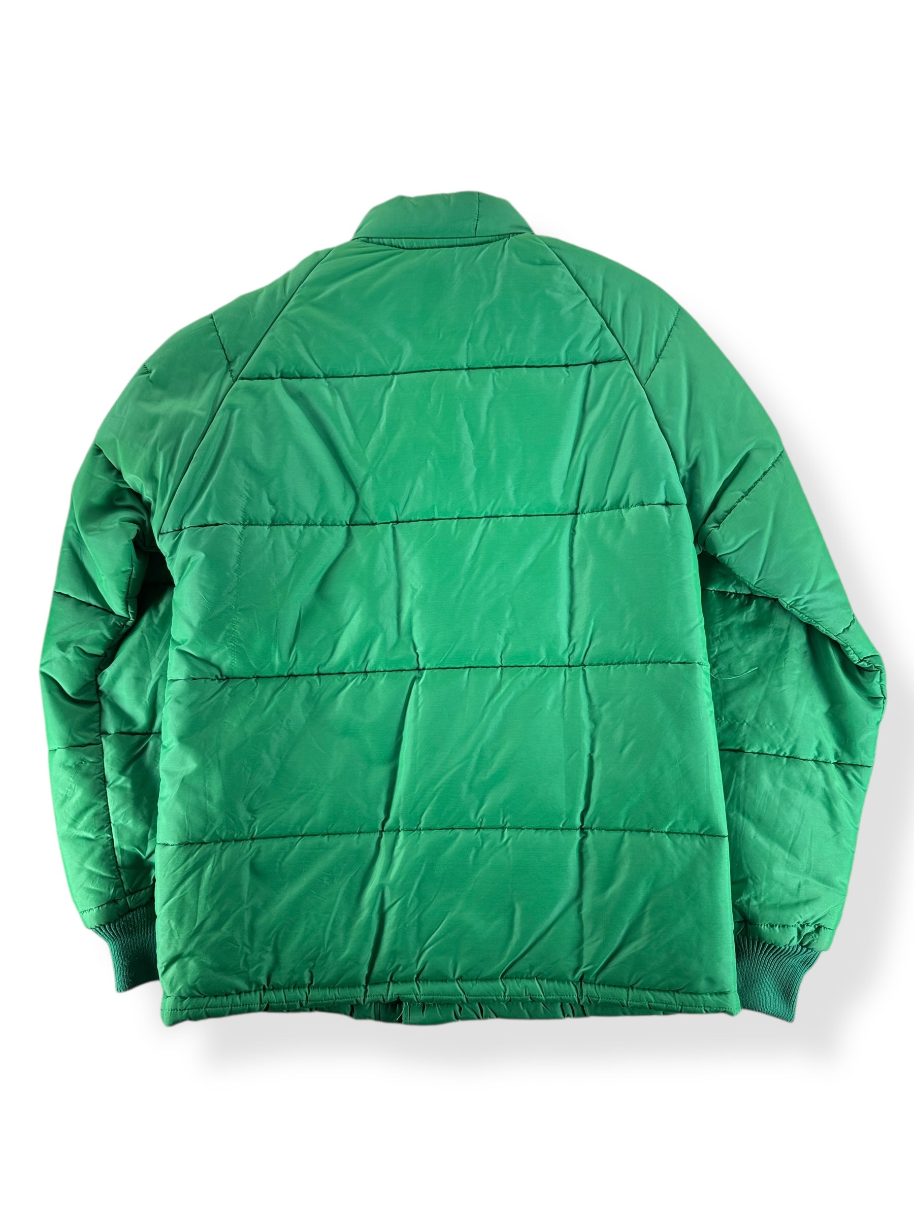 Back of Vintage 70s Swingster Green Puffer Jacket SZ M