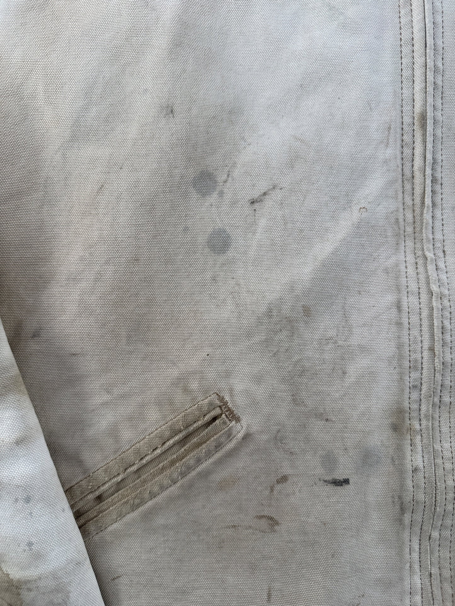Stains on front of Vintage 90’s Carhartt Faded Tan Detroit Jacket SZ XL