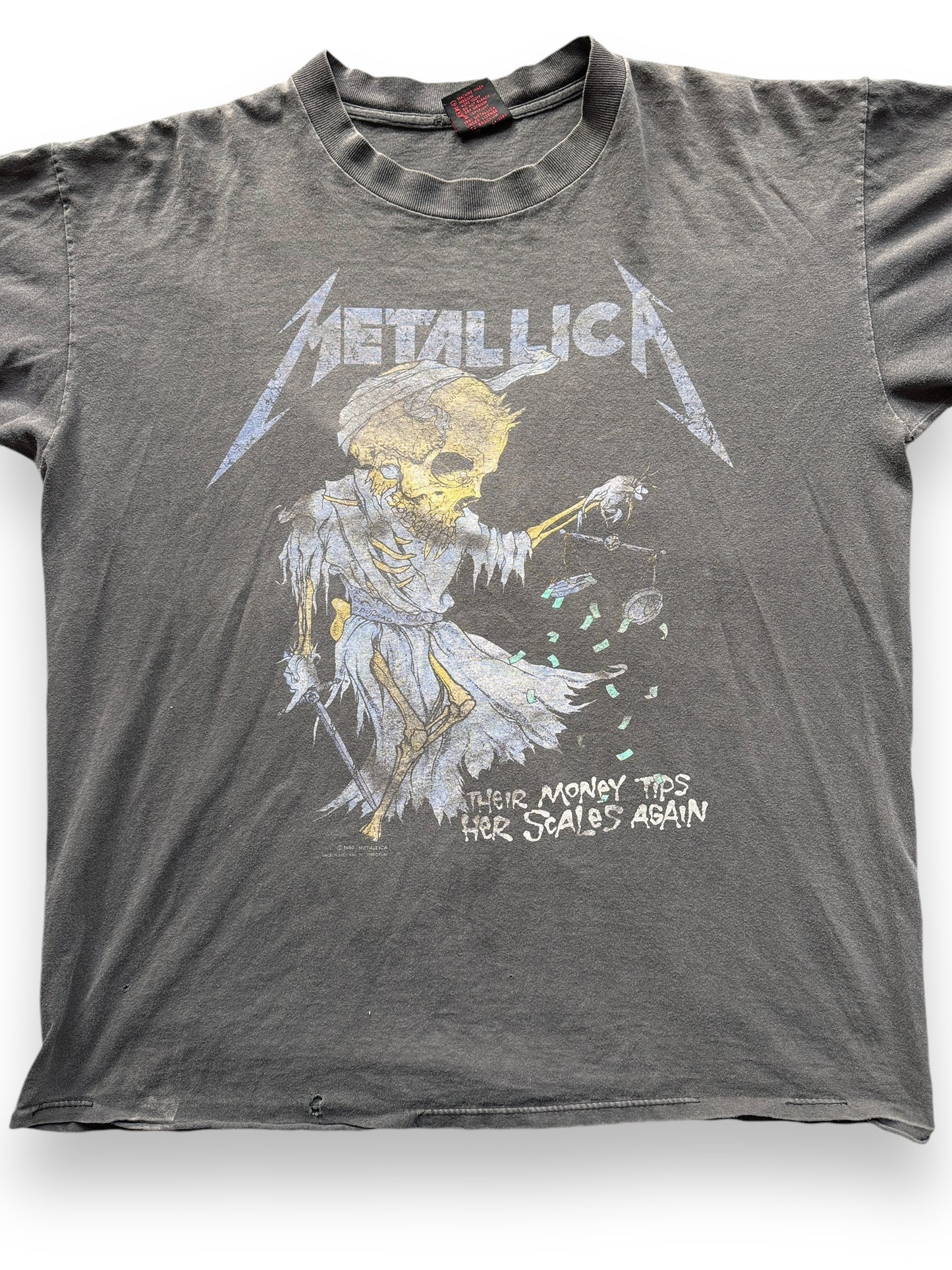 front close up of Vintage '89 Metallica Pushead Band Tee SZ XL