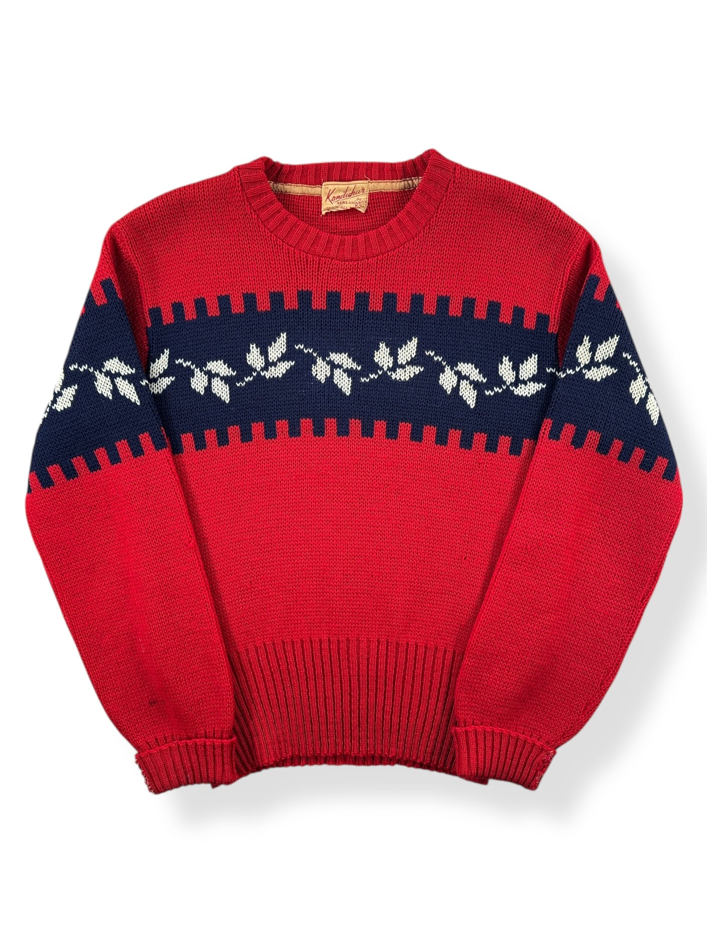 Front of Vintage 50s Era Kandahar Wool Ski Sweater SZ S