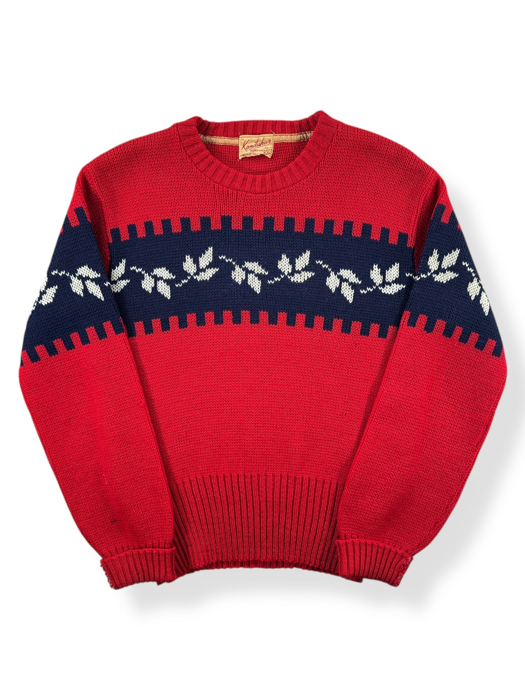 Front of Vintage 50s Era Kandahar Wool Ski Sweater SZ S