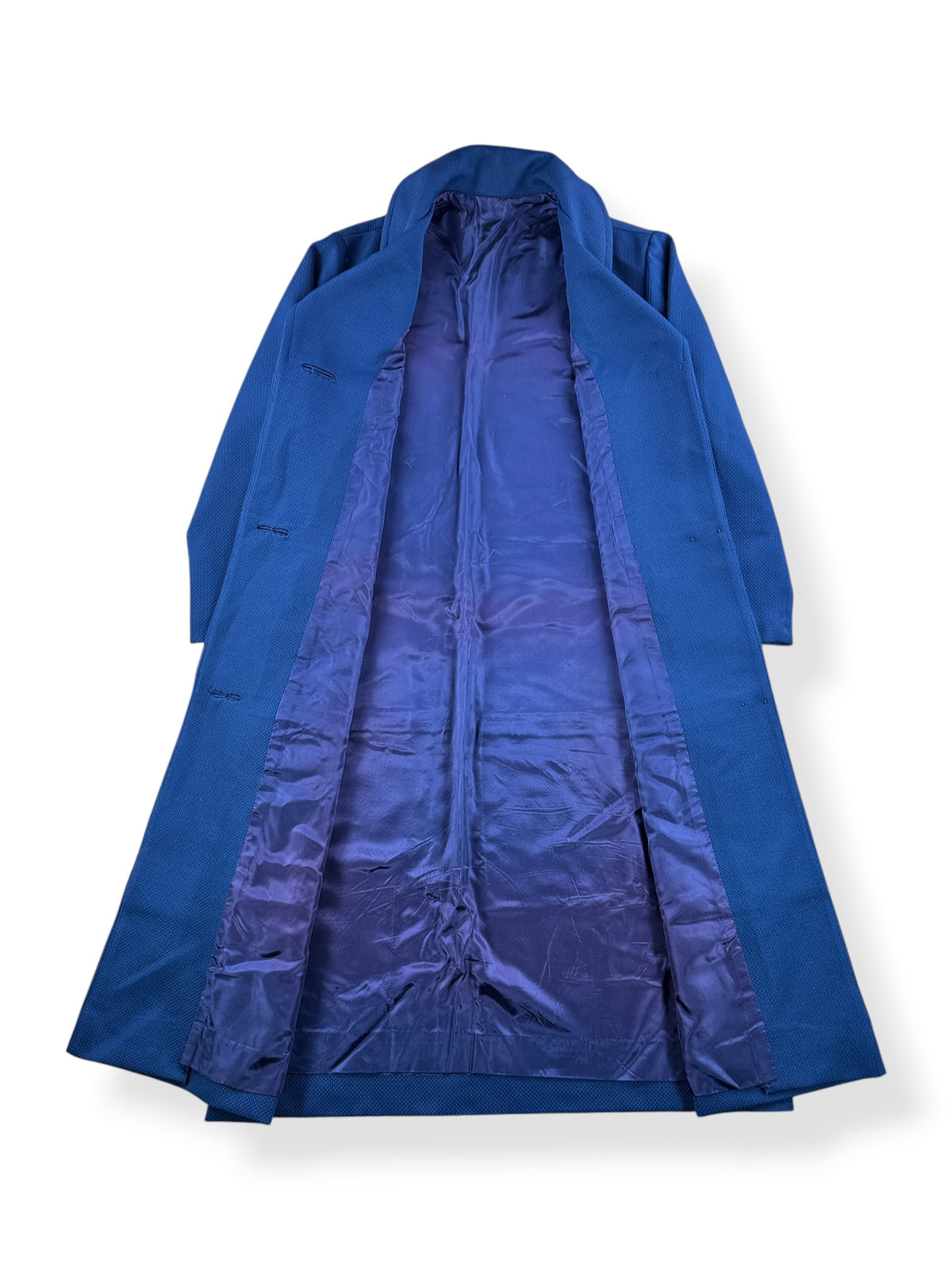 Inside of Vintage Navy Blue Double Button Trench Coat SZ L