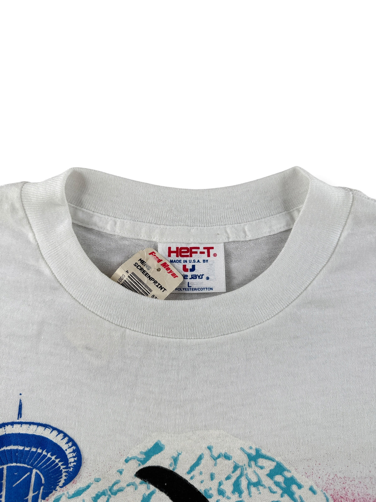 Collar on Vintage NOS Seattle Orca Puff Print Tee SZ L