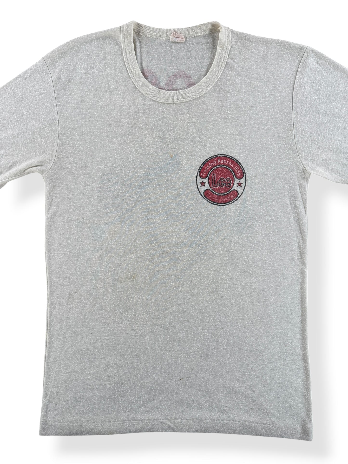 Front Close Up of Vintage Lee Cowboy Tee SZ S