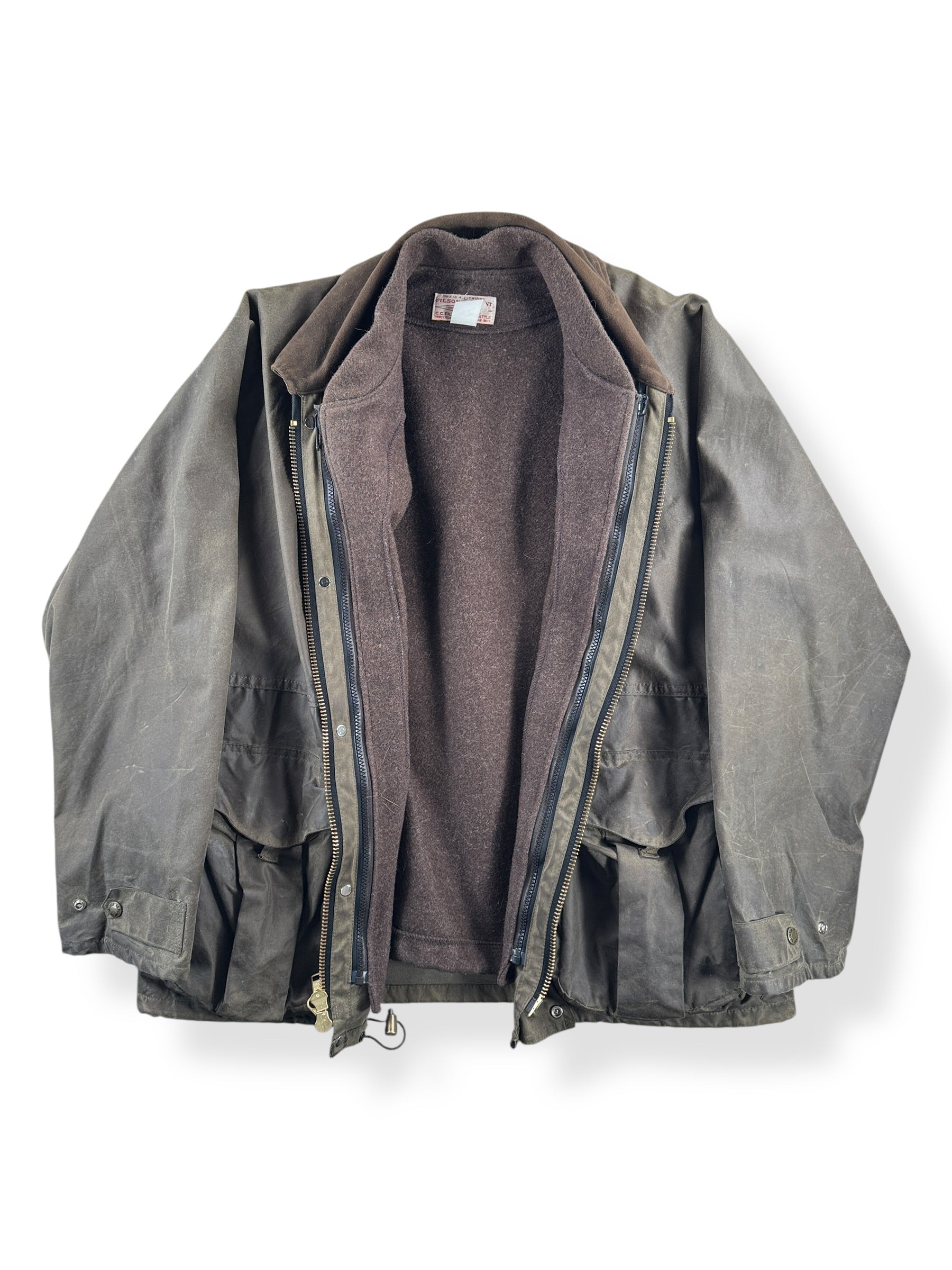 Inside of Filson Waxed Tin Cloth Field Jacket With Liner SZ L