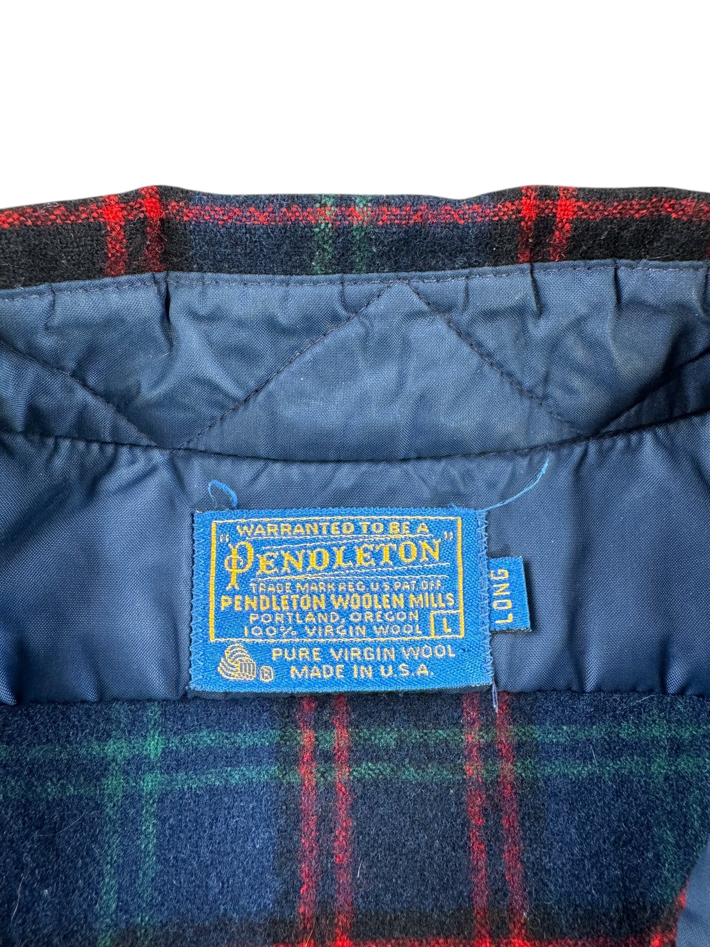 Tag on Vintage Plaid Pendleton Wool Flannel SZ L