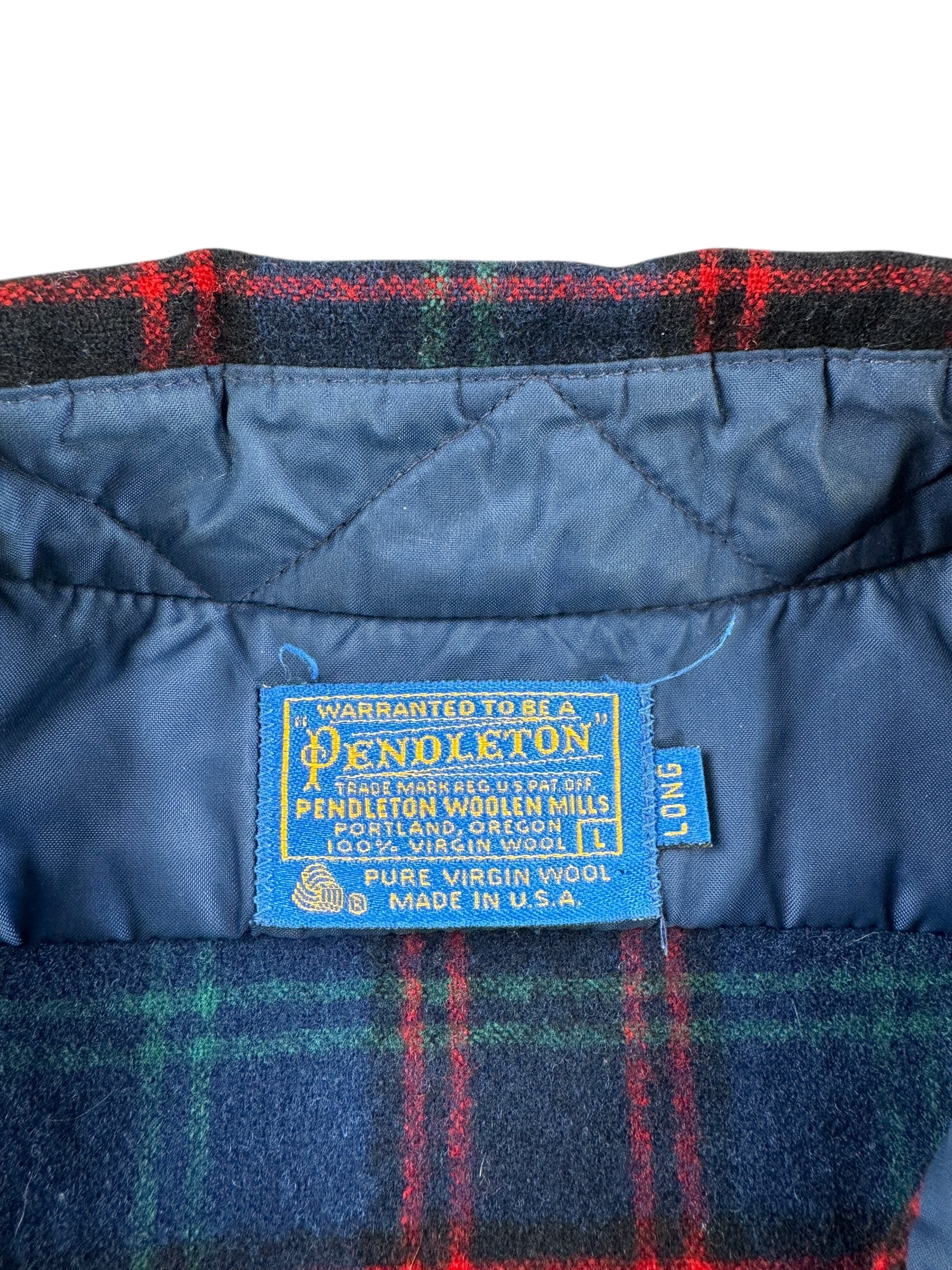 Tag on Vintage Plaid Pendleton Wool Flannel SZ L