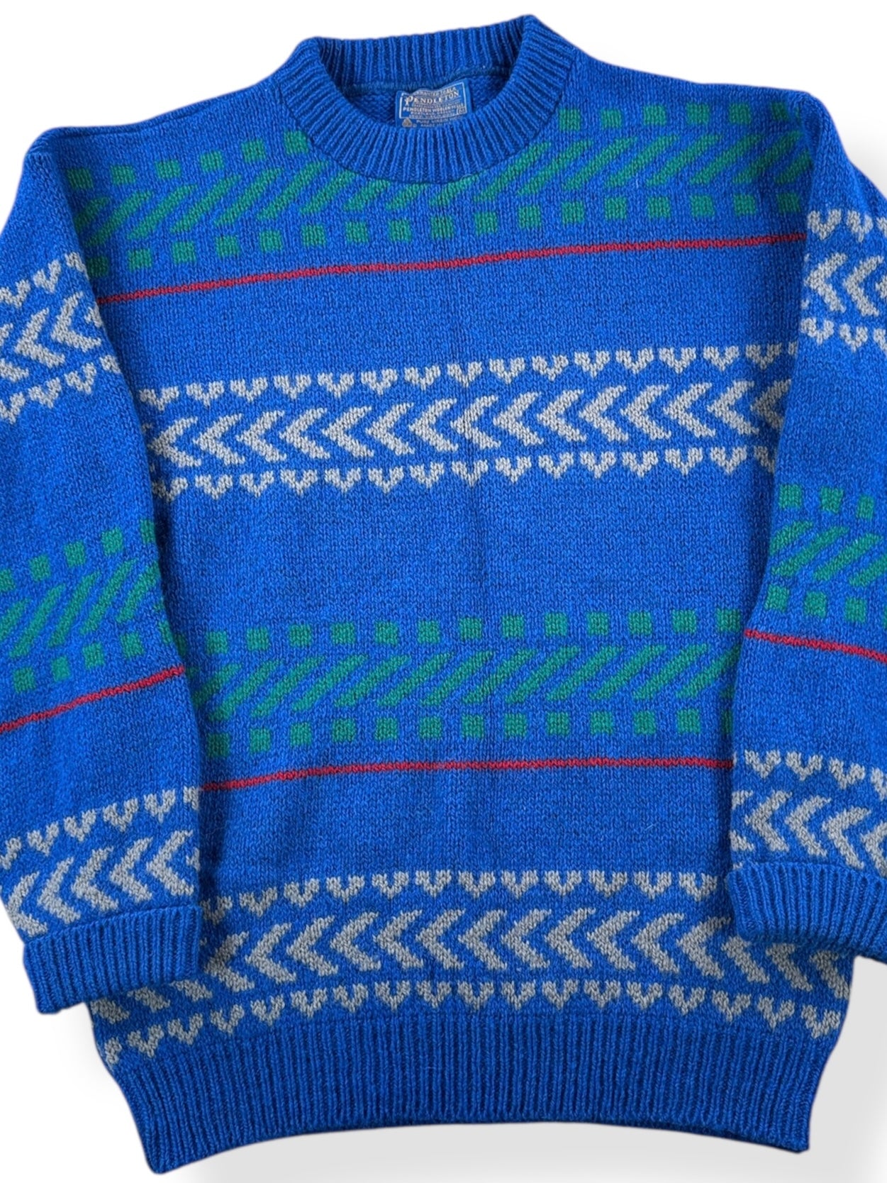 Front Close Up of Vintage 80s Pendleton Sweater SZ M