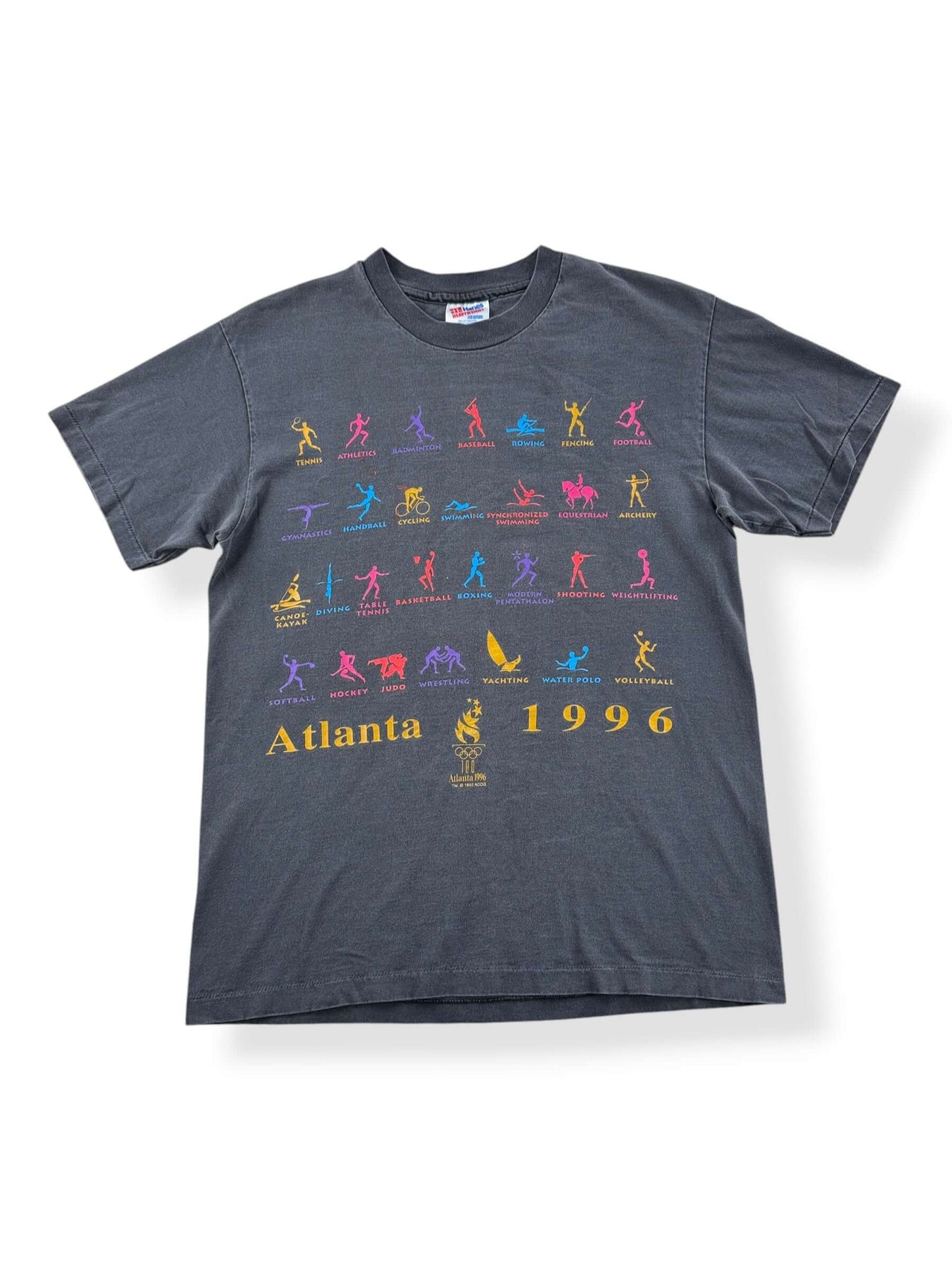 Front of Vintage 1996 Olympics Faded Black Tee SZ M