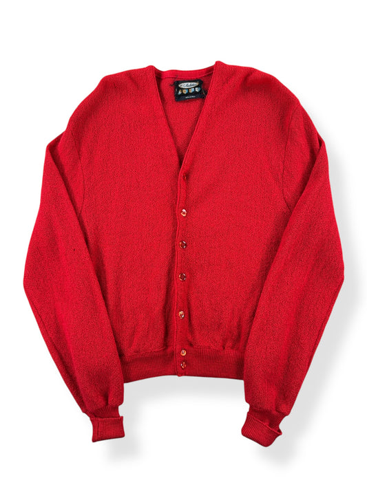 Front of Vintage Manhattan Red Alpaca Cardigan SZ S AS IS