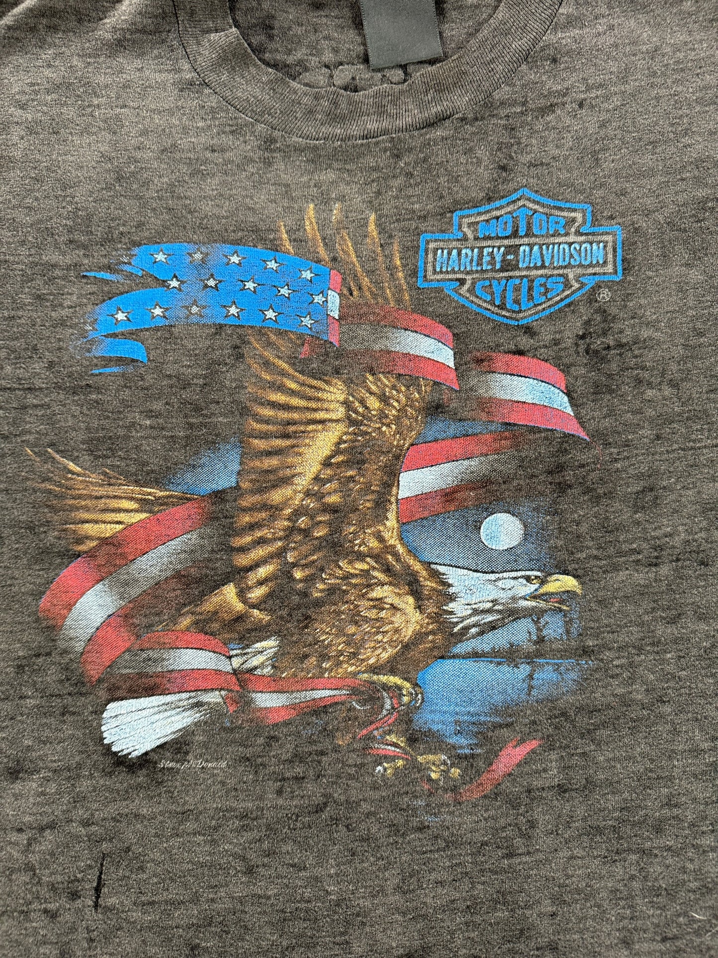 Graphic of Vintage Harley Davidson 3D Emblem Ventura Eagle Tee SZ M