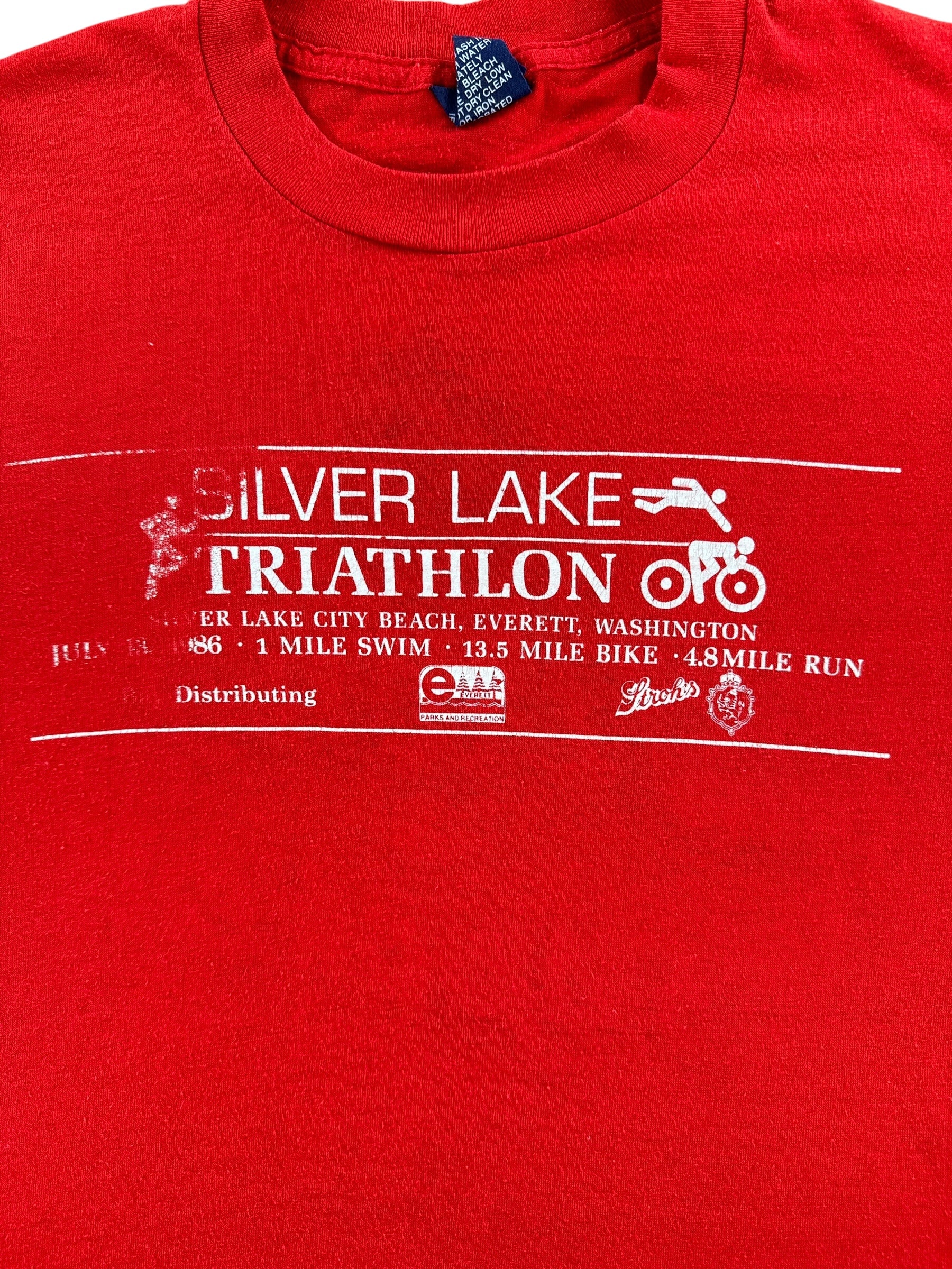 Front Graphic of Vintage Stroh's Triathalon Tee SZ M