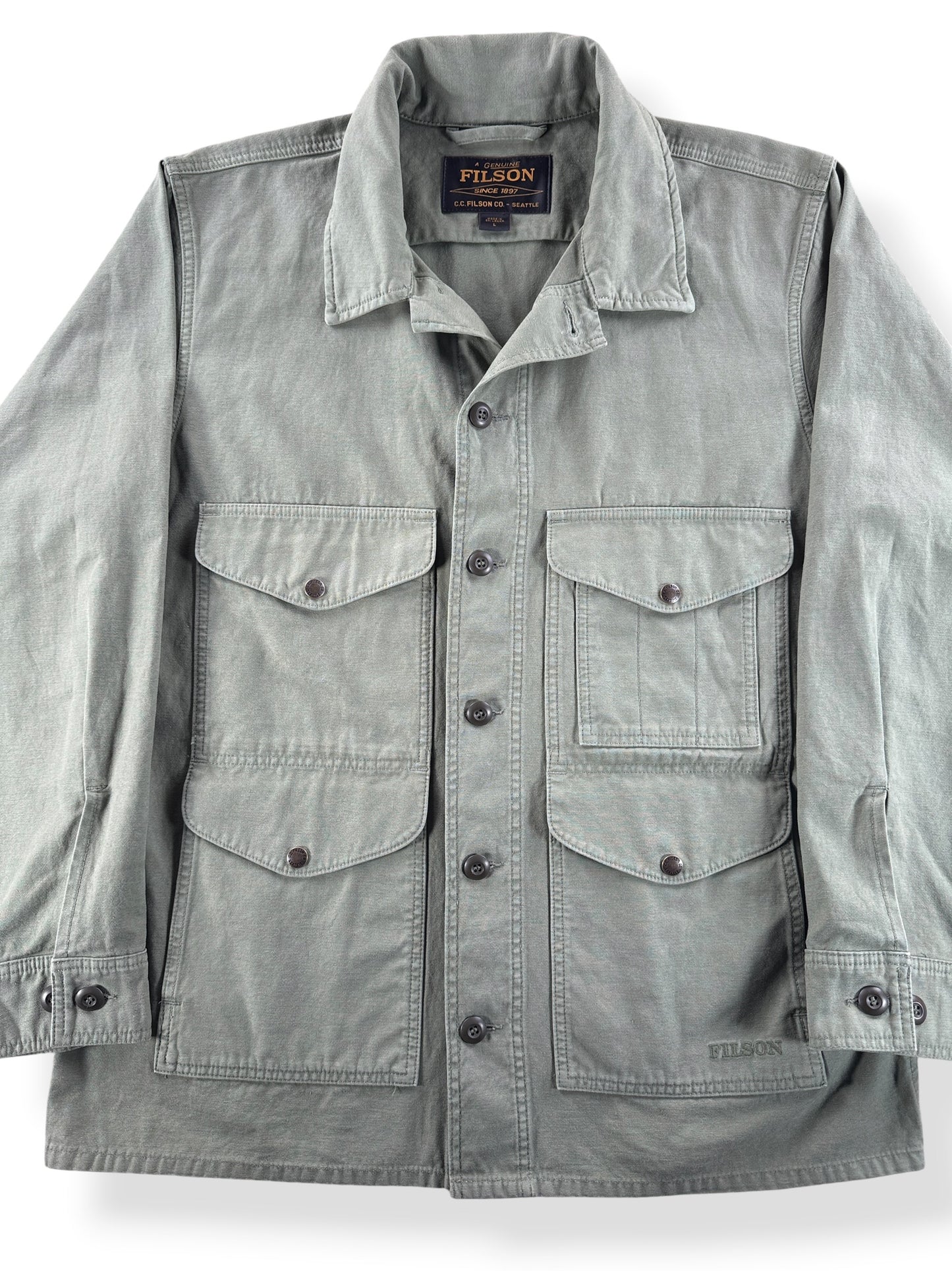 Front Close Up of Filson Men's Field Cruiser Jacket SZ L