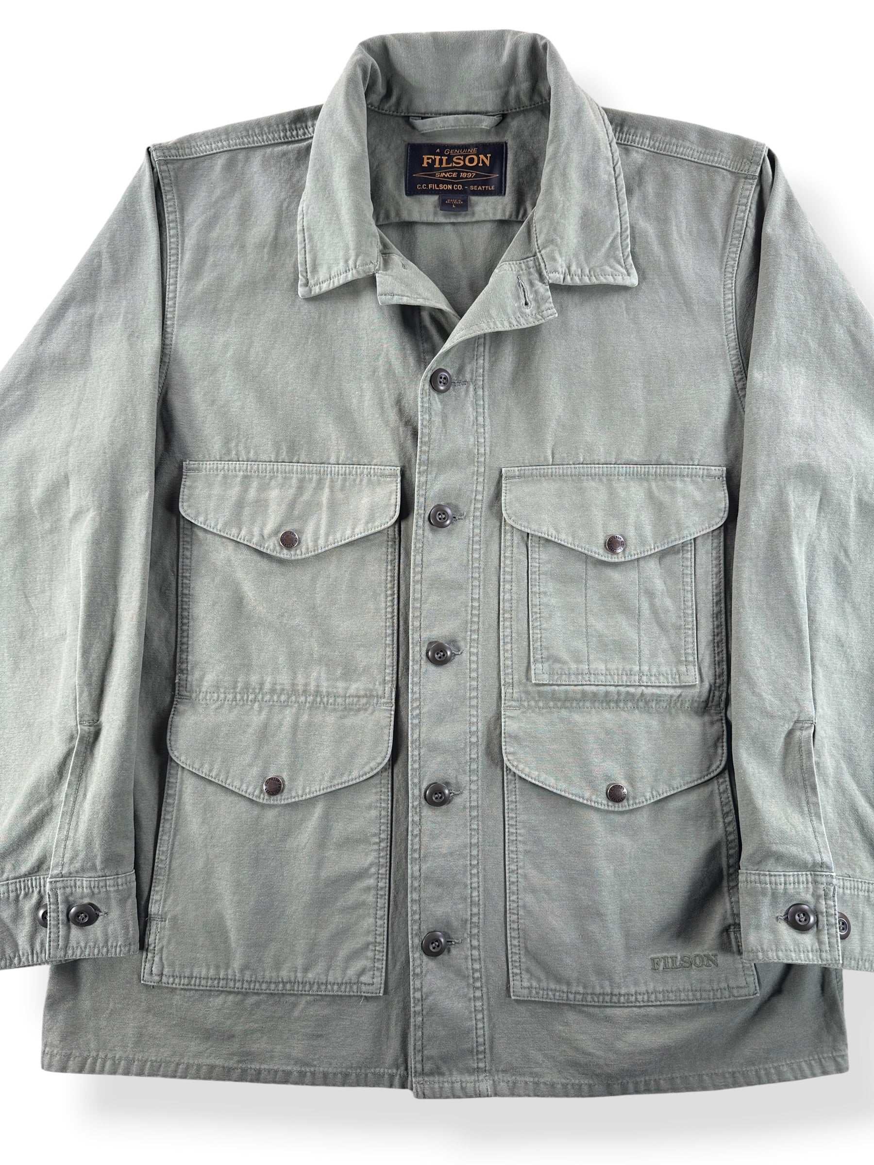 Front Close Up of Filson Men's Field Cruiser Jacket SZ L