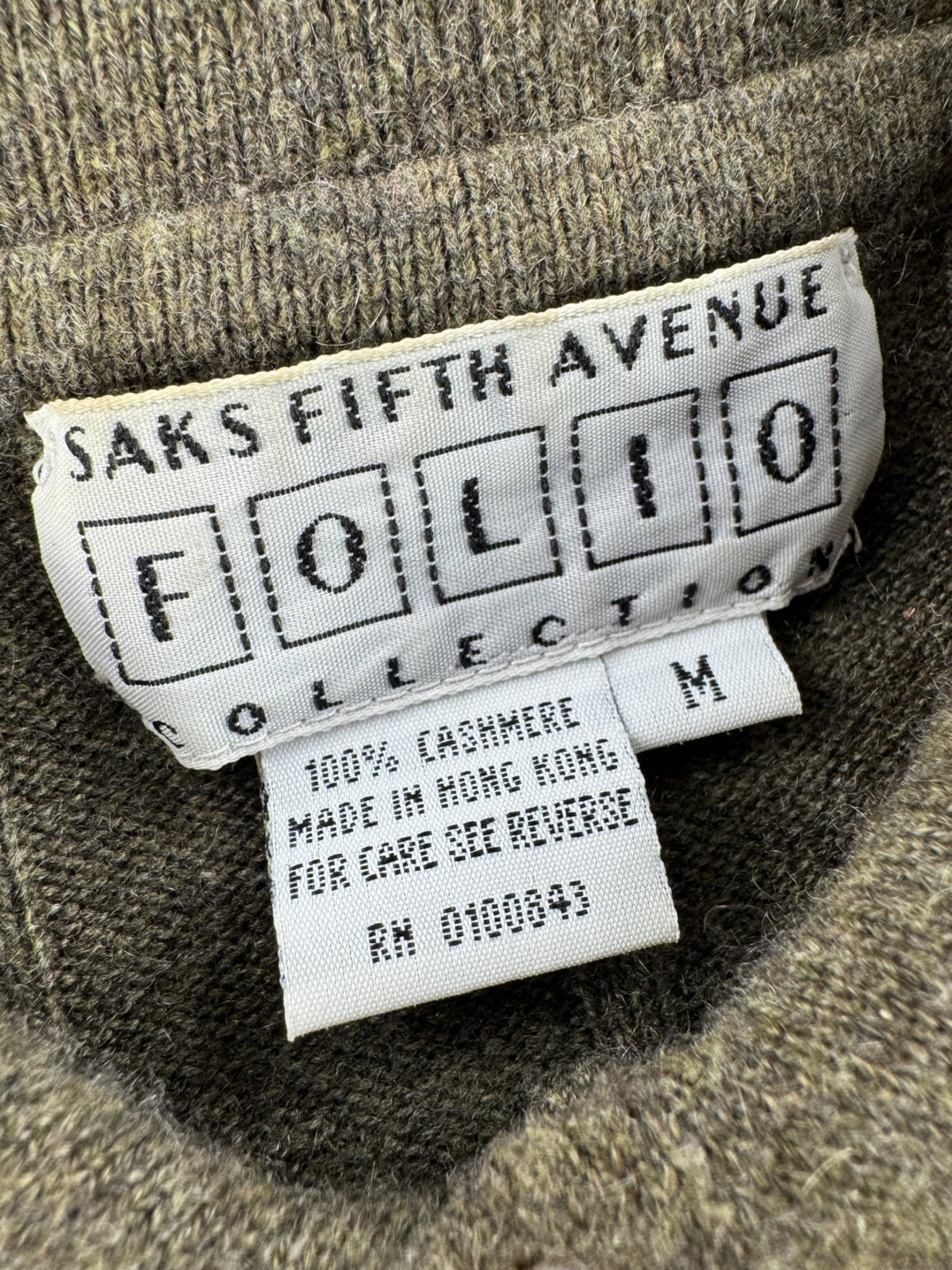 Tag on Vintage Saks Fifth Cashmere Knit Shirt SZ M