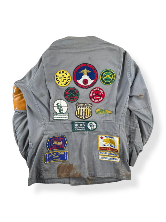 Back of Vintage 10-X Shooting Jacket w/ Patches SZ L (Fits S)
