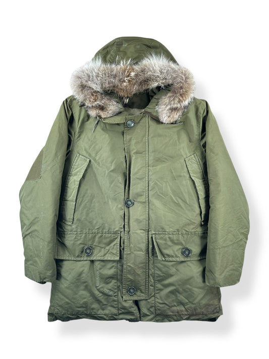 Front of Vintage 70s Era Eddie Bauer Down Parka w/ Fur Hood SZ M