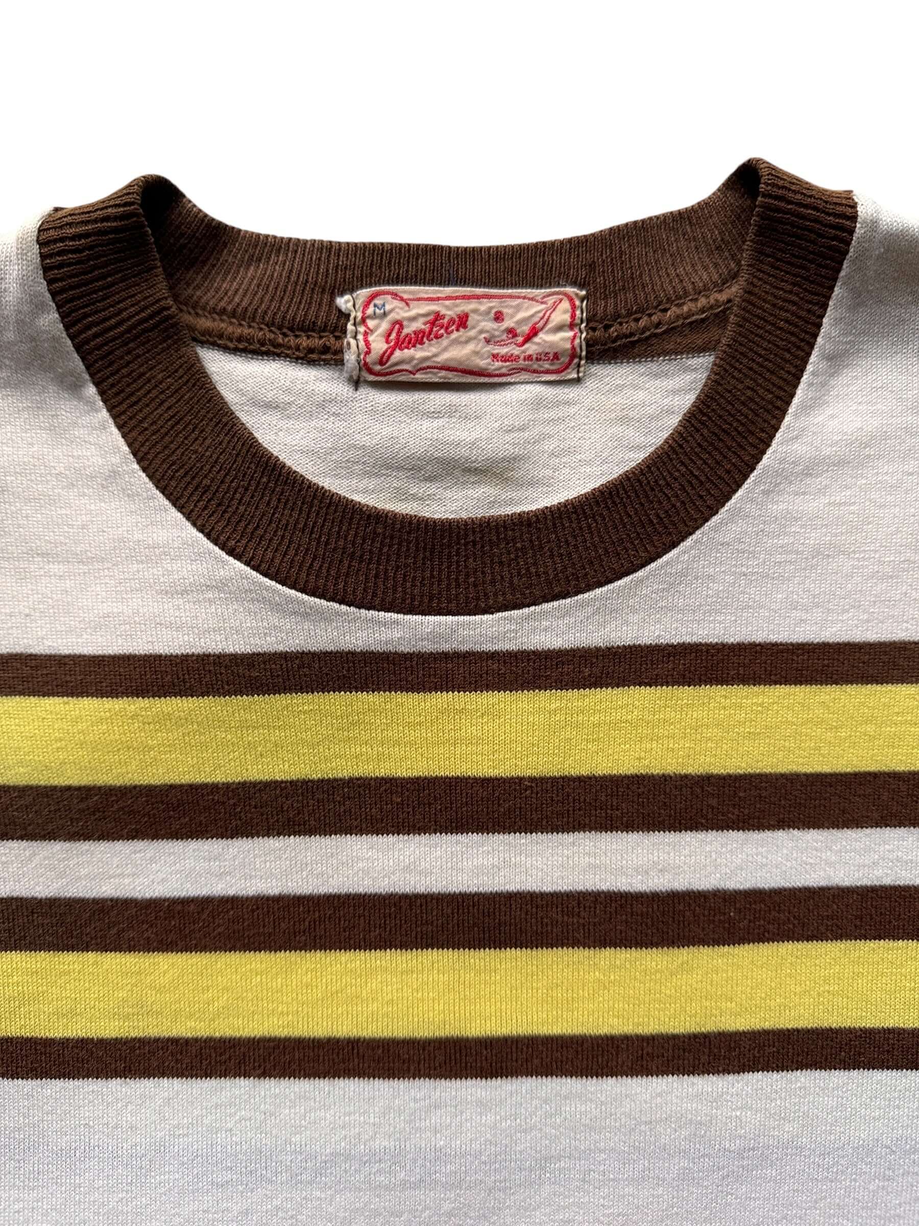 Tag View of Vintage 1940s Jantzen Striped Cotton Tee Size M