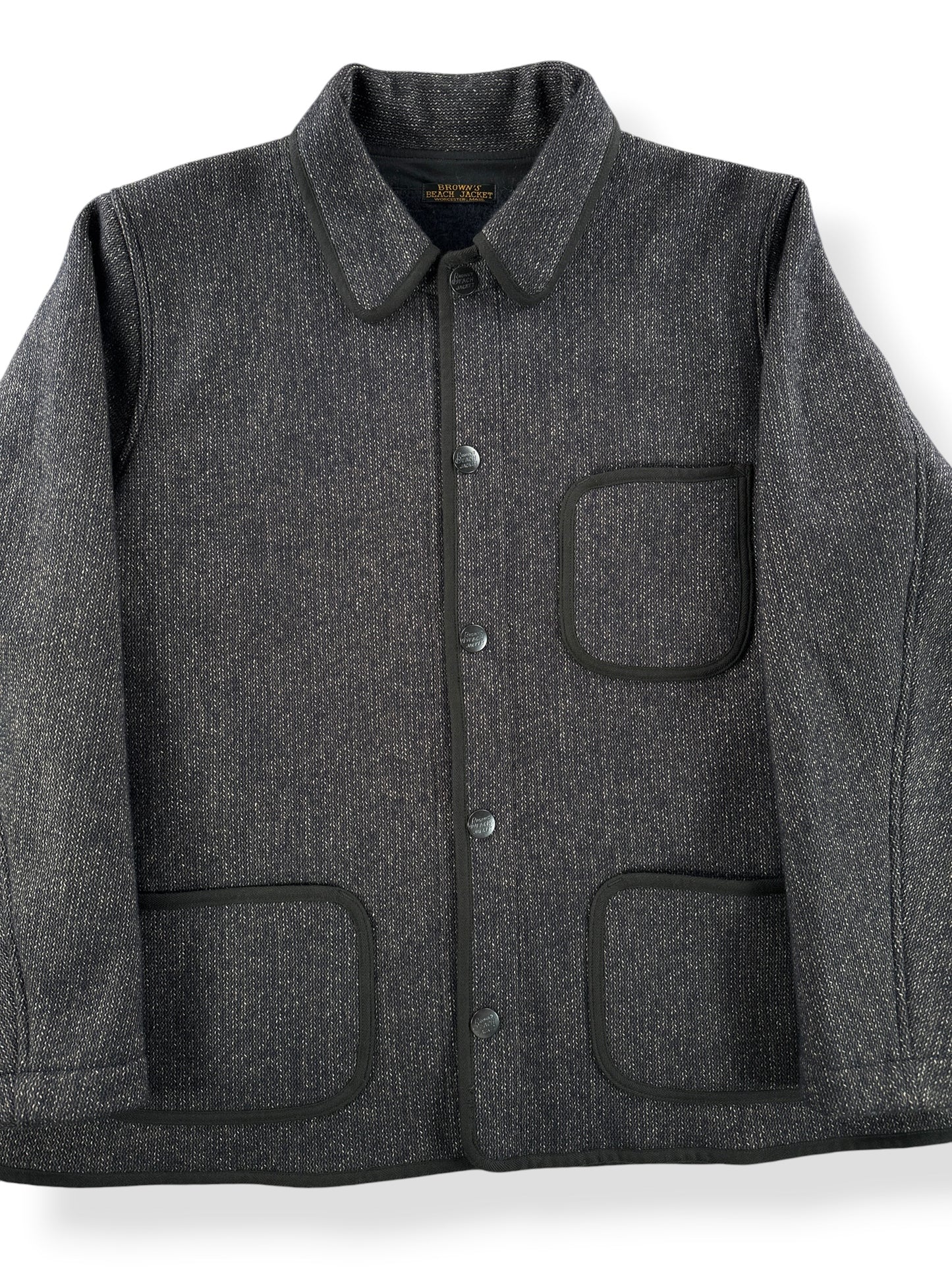 Front Close Up of Full Count Browns Beach Jacket SZ 46