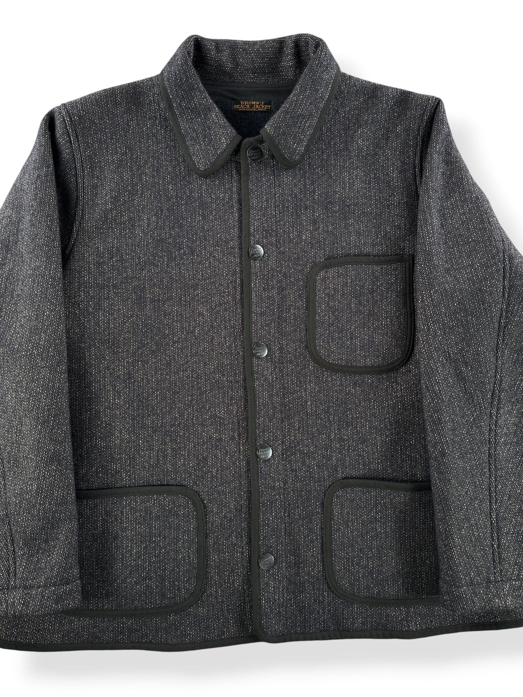 Front Close Up of Full Count Browns Beach Jacket SZ 46