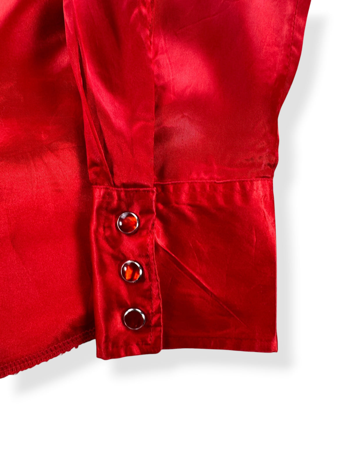Cuff on Vintage Wrangler Red Western Pearl Snap SZ S