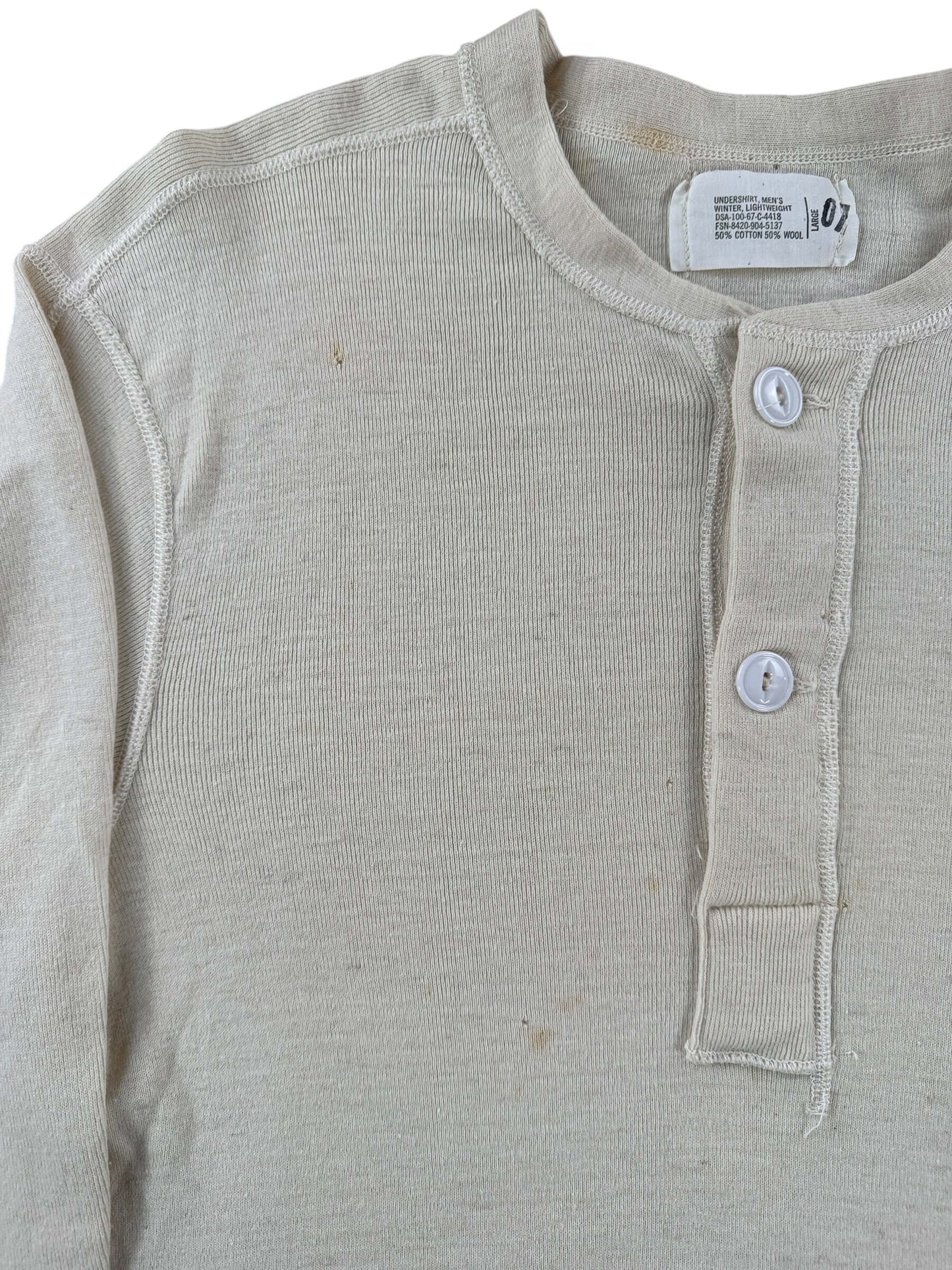 Stains on Vintage US Military Cotton/Wool Henley SZ L