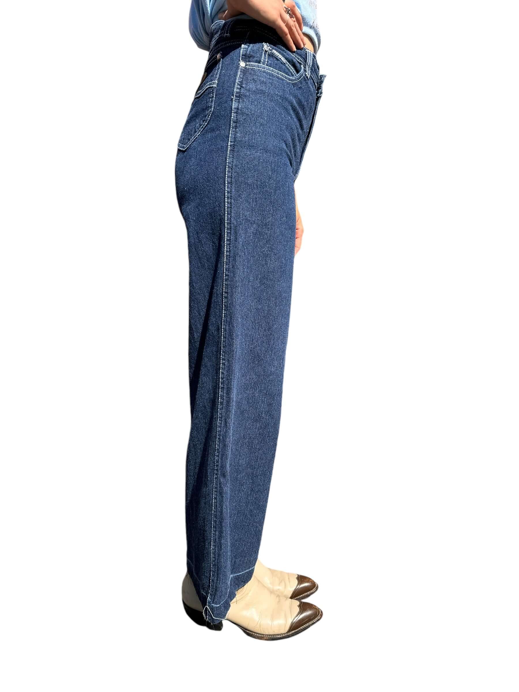 Right view of Vintage 70s Desperado Wide Leg Jeans W28