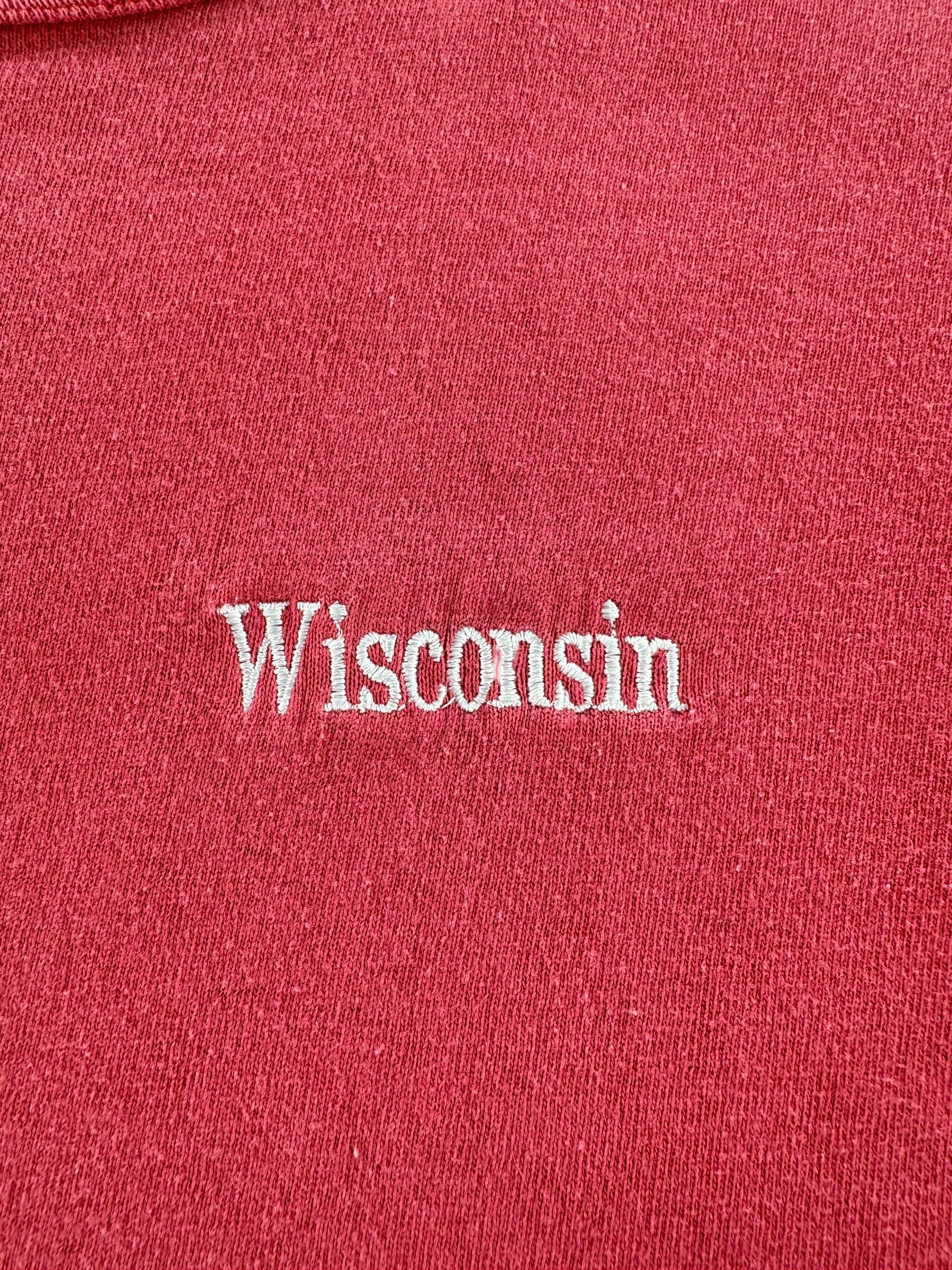 Embroidery on Vintage Wisconsin Embroidered Champion Tee SZ XL