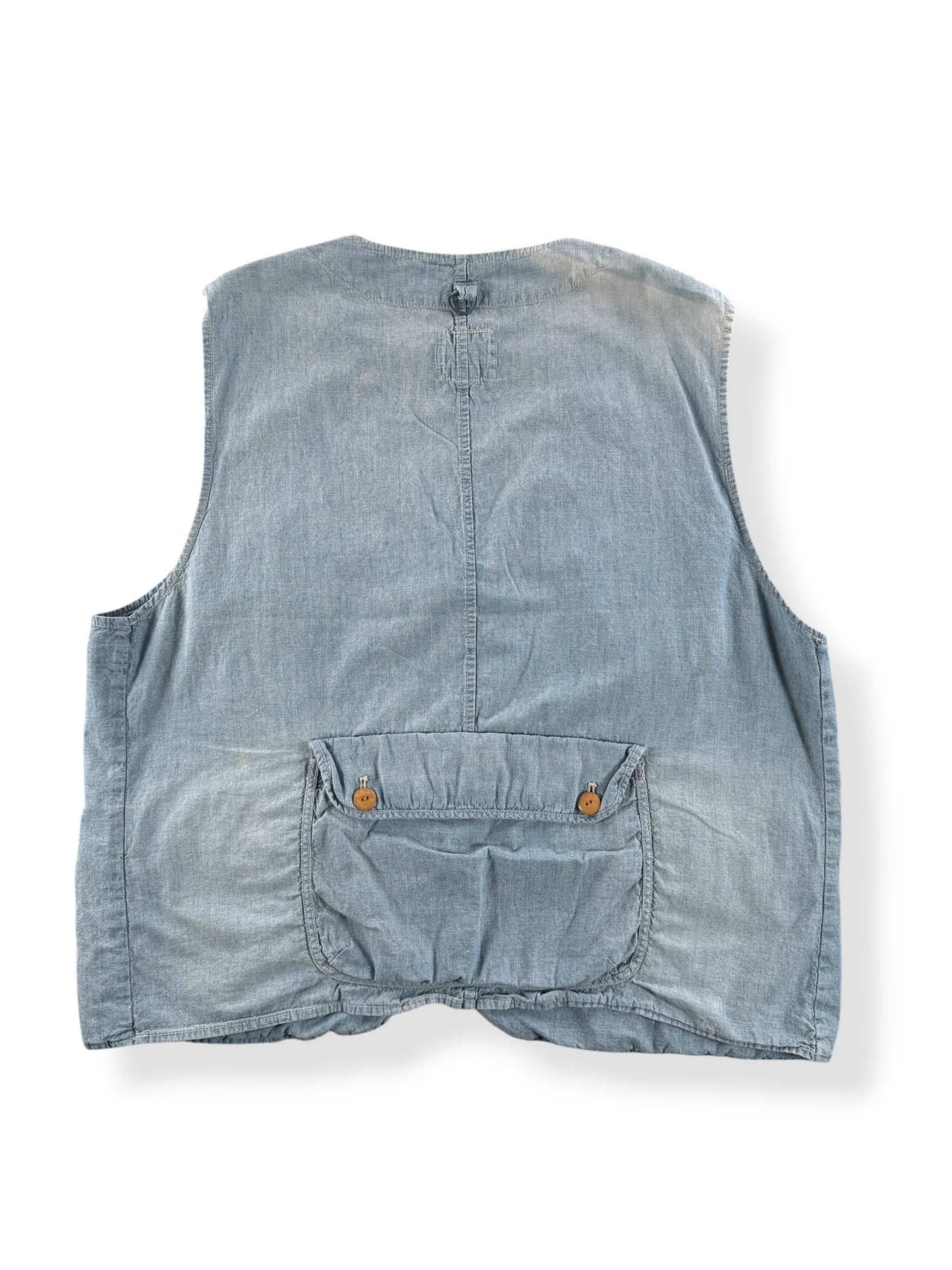 Back of Vintage Ralph Lauren Half Moon Chambray Vest SZ XXL (Fits XL)