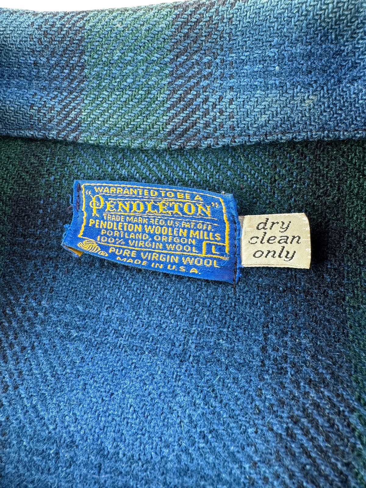 Label and dry clean tag on Vintage 1960s Pendleton Cruiser Jacket L