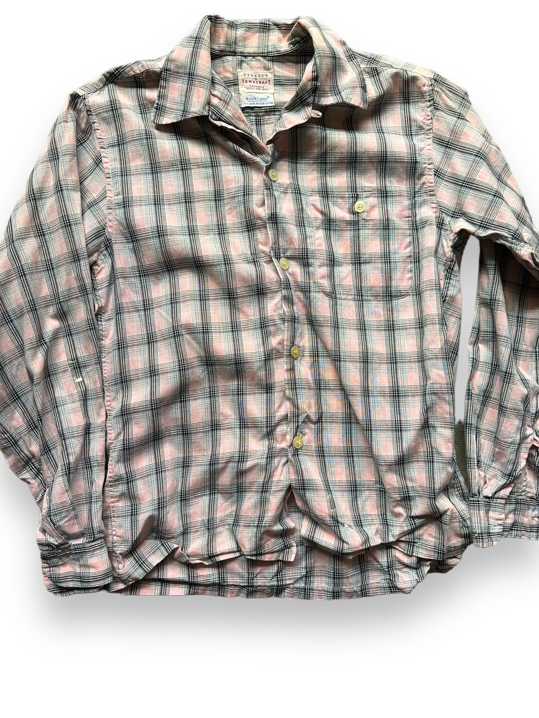 Front Detail of Vintage Penney's Towncraft Wrinkl-Shed Shirt SZ S | Vintage Rockabilly Shirt Seattle | Barn Owl Vintage Seattle