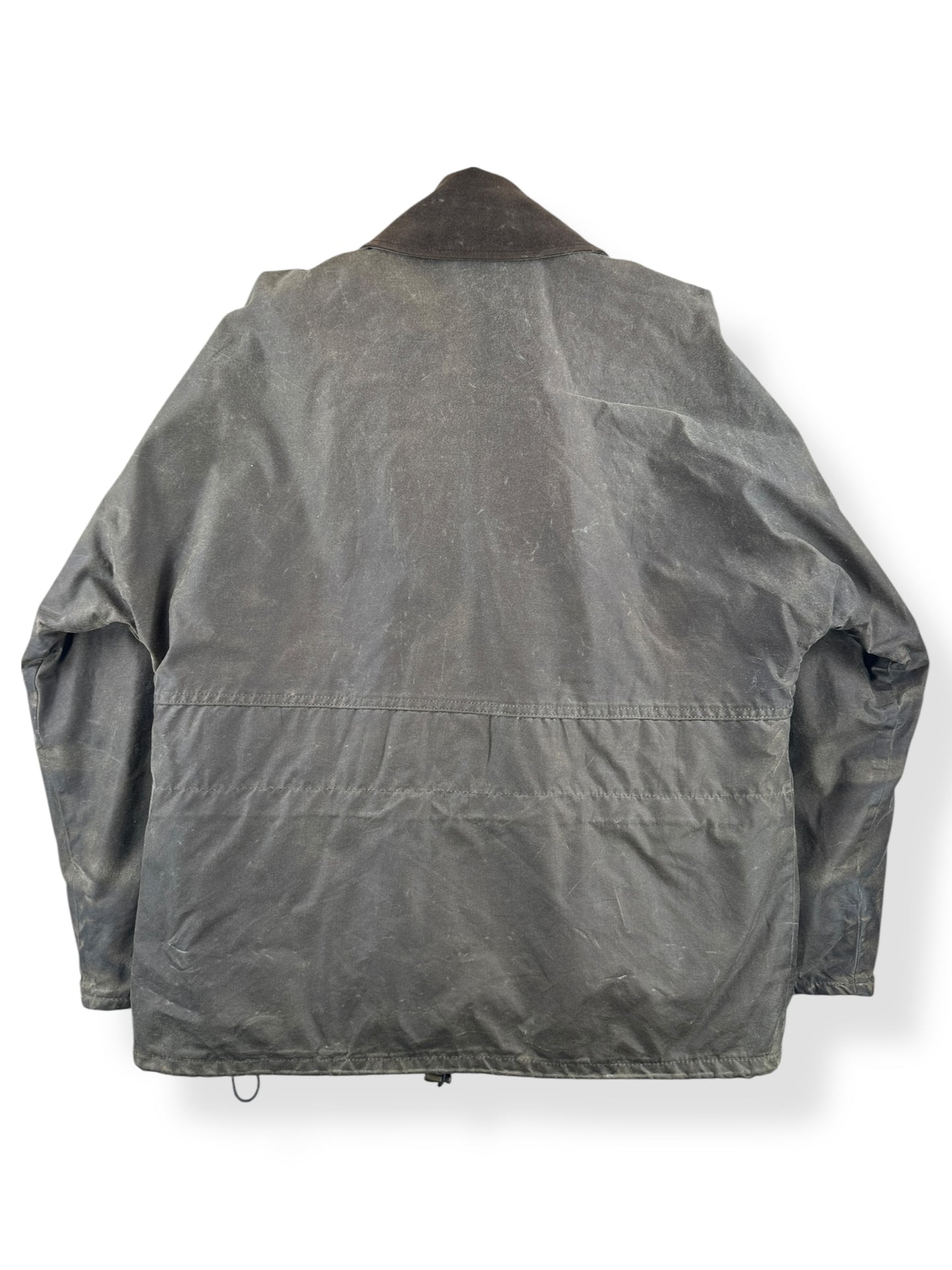 Back of Filson Waxed Tin Cloth Field Jacket With Liner SZ L