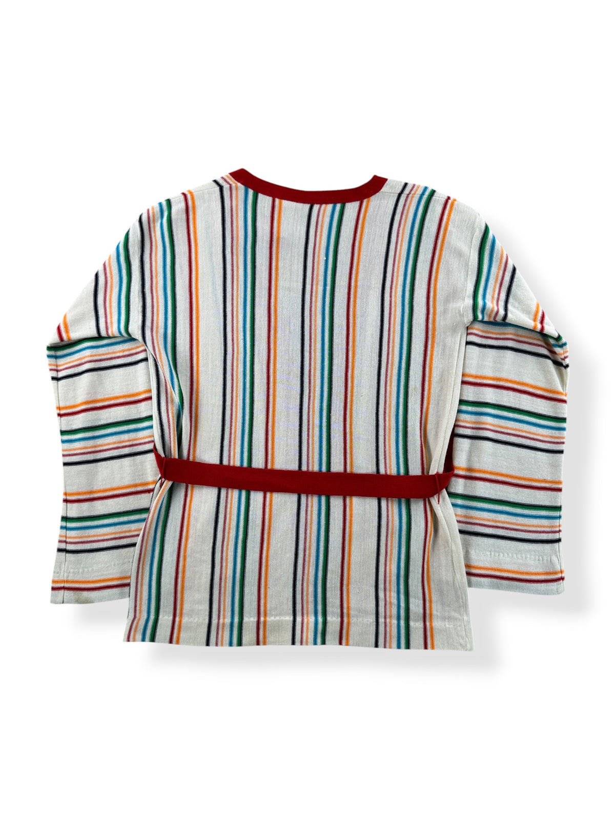 Back of Vintage 70s Rainbow Stripe Cardigan SZ S/M