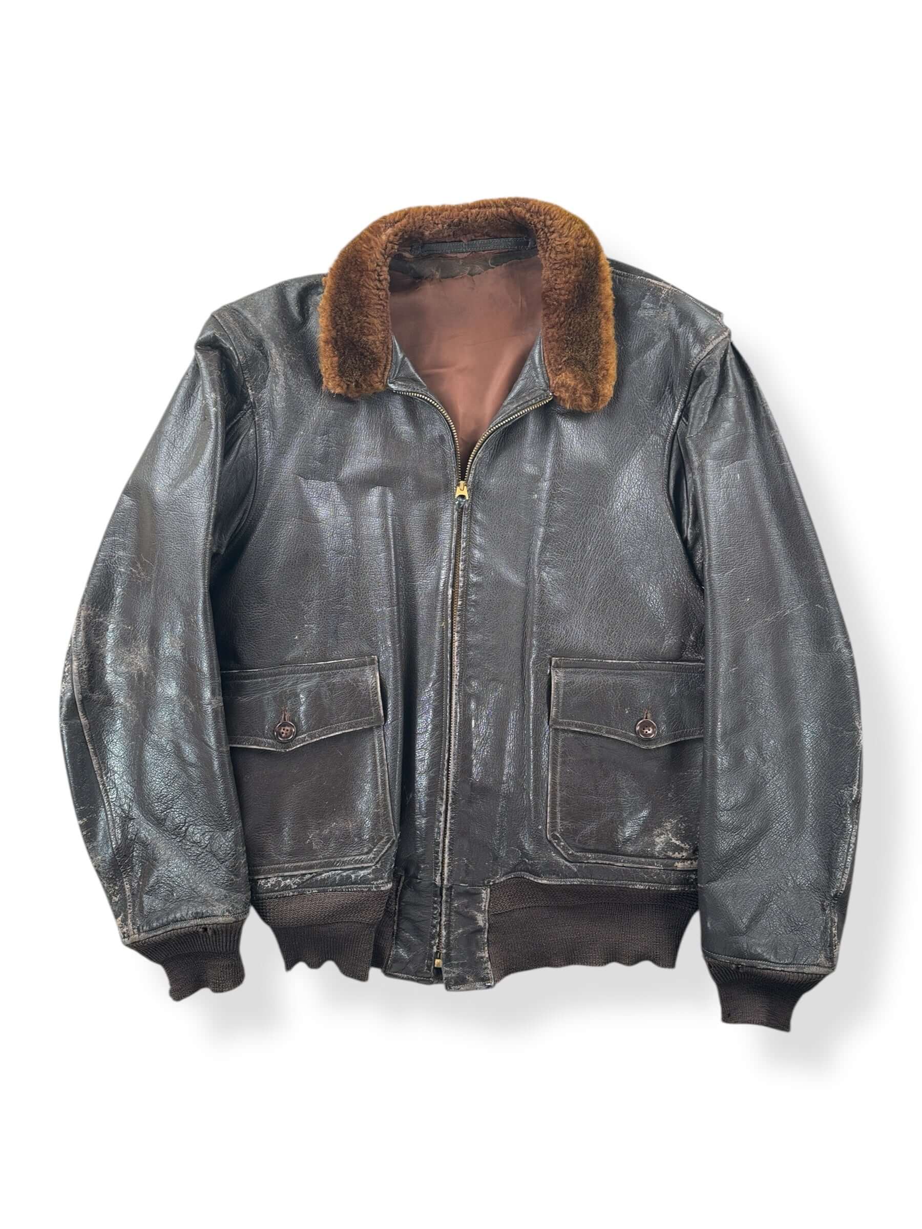 Front of Vintage USN G-1 Flight Jacket SZ 42 AS IS