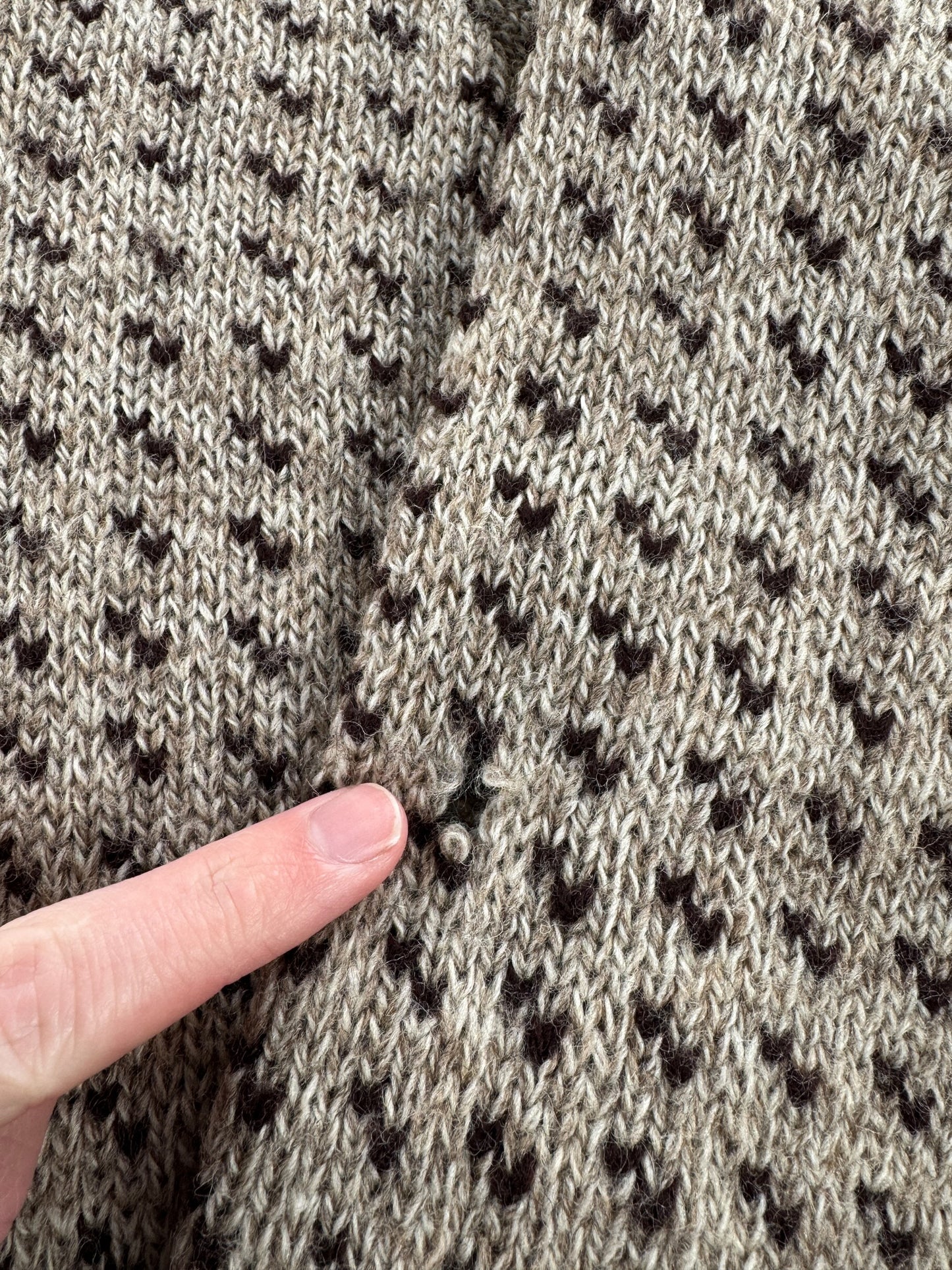 Hole on Sleeve of Vintage Eddie Bauer Birdseye Sweater SZ M