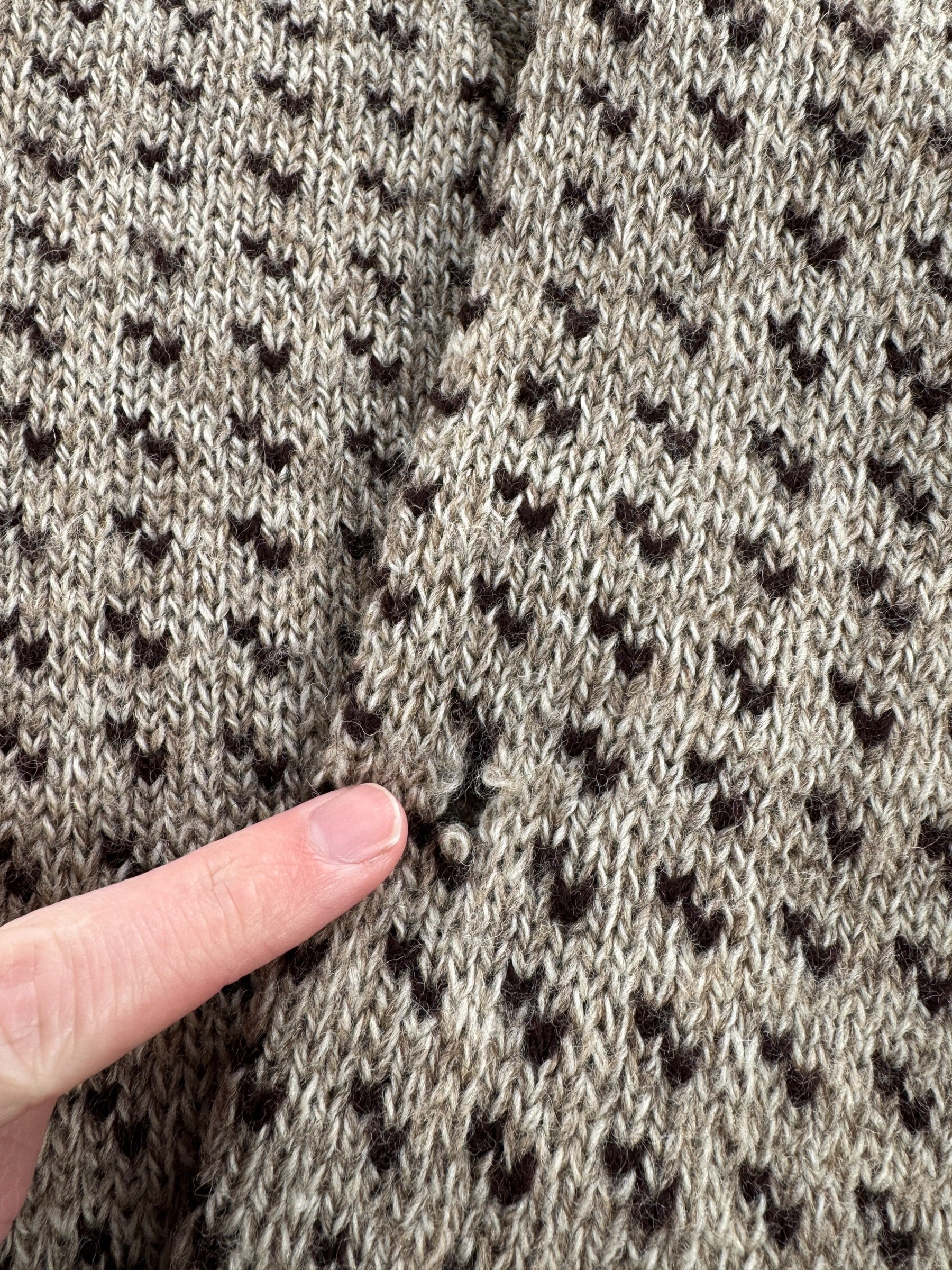 Hole on Sleeve of Vintage Eddie Bauer Birdseye Sweater SZ M