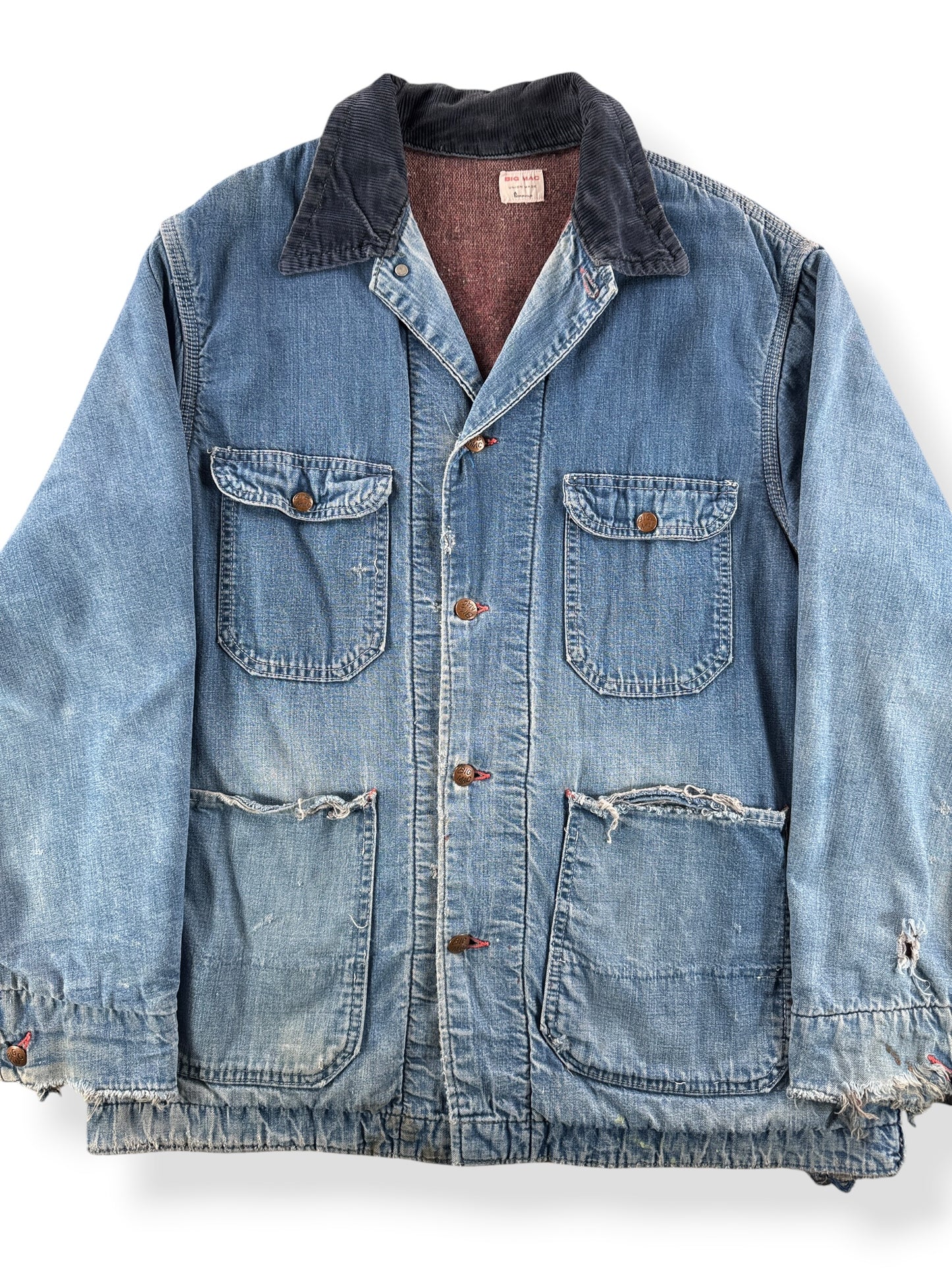 Front Close Up of Vintage 1960s Big Mac Chore Jacket SZ L