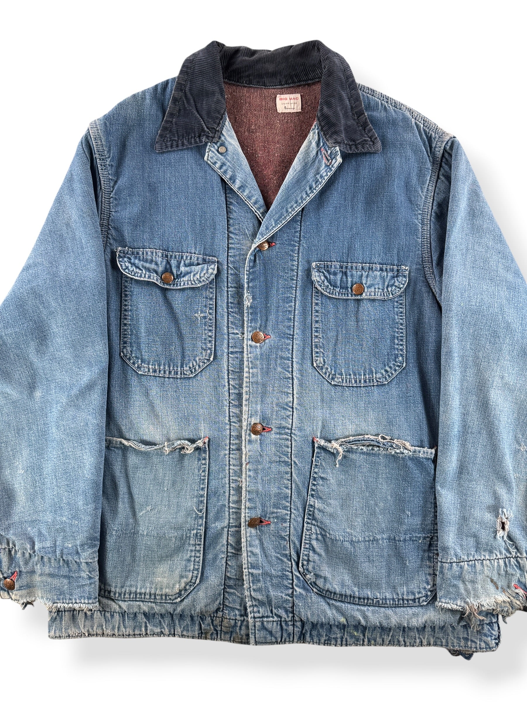 Front Close Up of Vintage 1960s Big Mac Chore Jacket SZ L