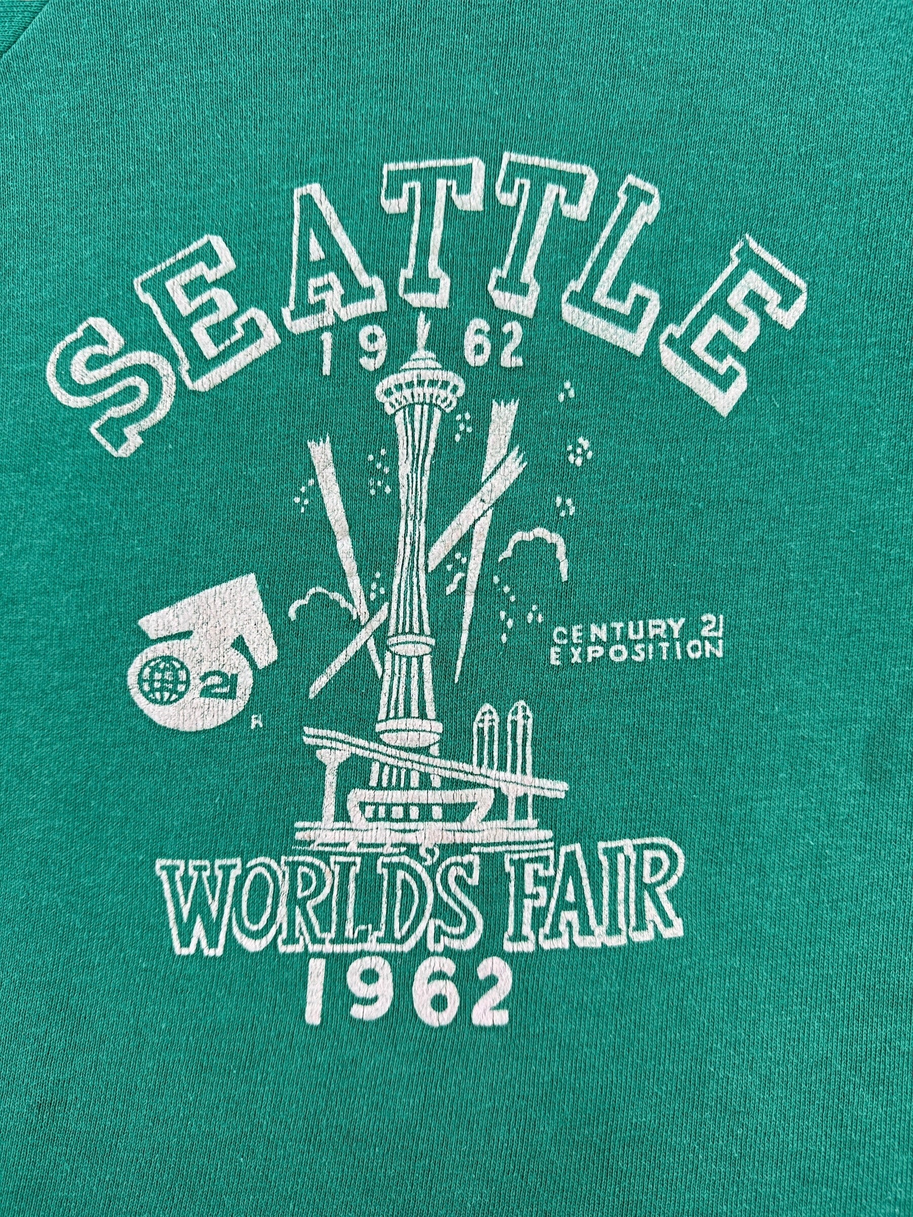 Front Graphic of Vintage Seattle World's Fair Flocked Crewneck SZ S