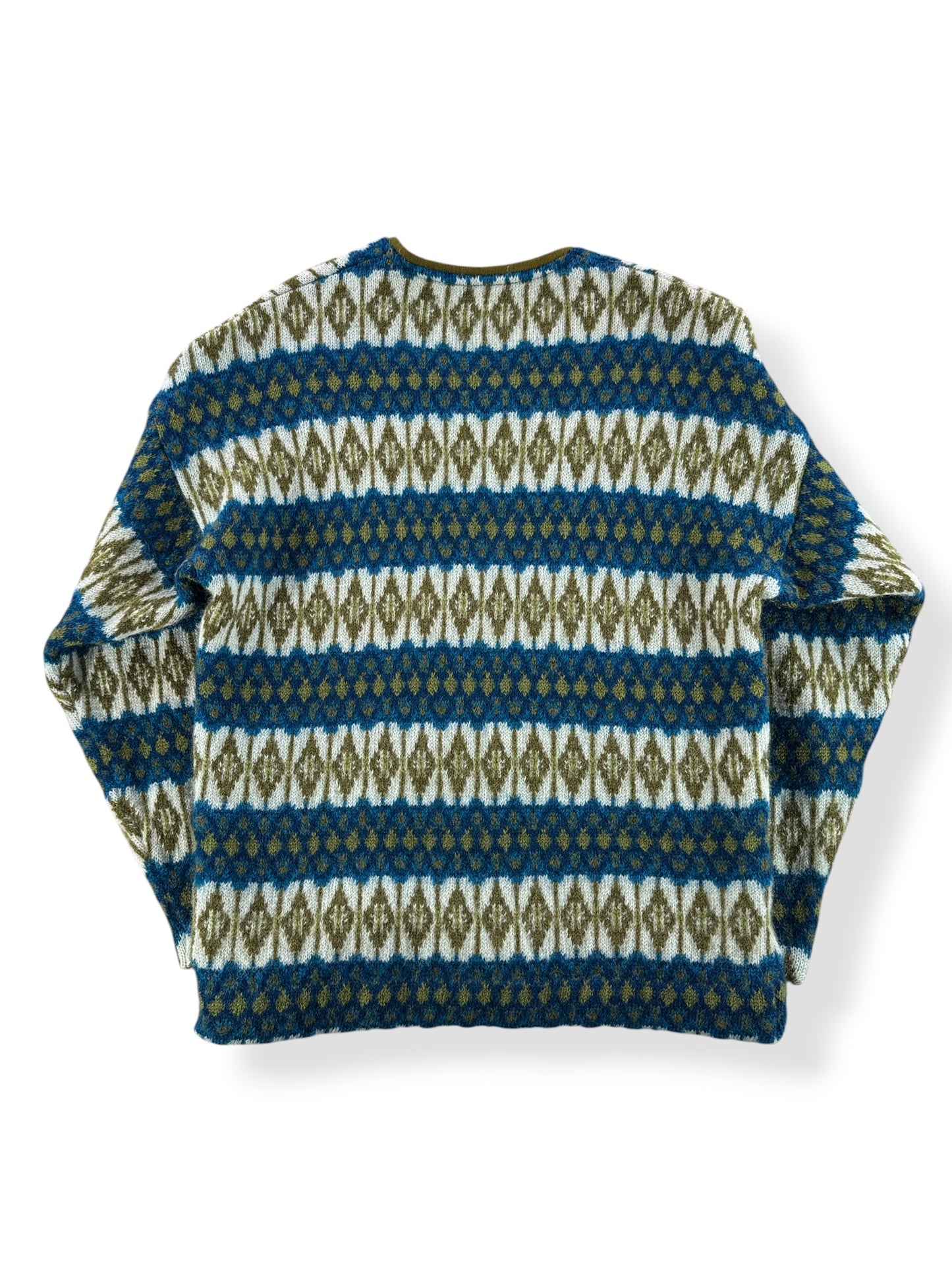 Back of Vintage Iceland Green & Blue Sweater SZ XS