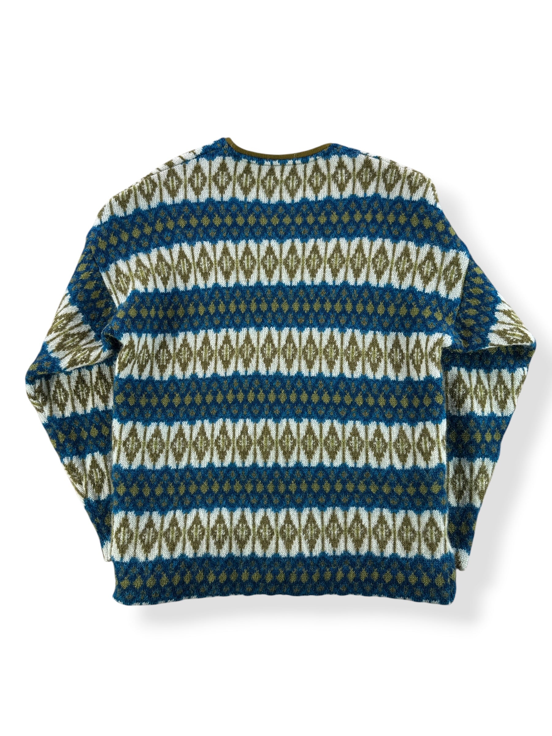 Back of Vintage Iceland Green & Blue Sweater SZ XS