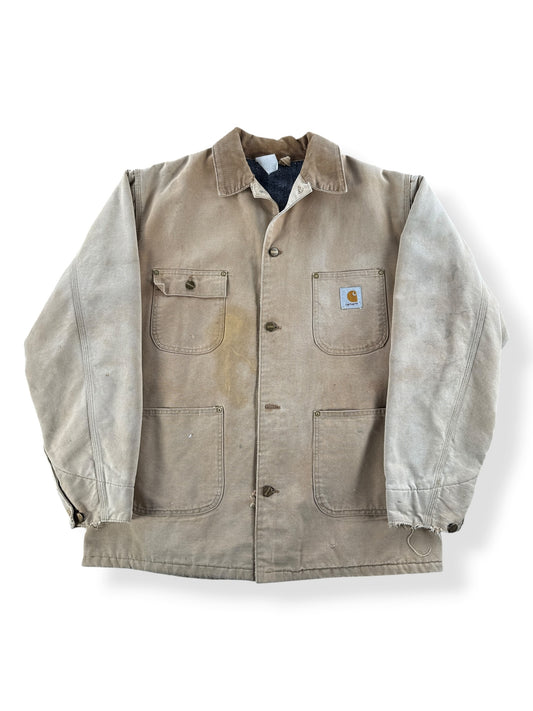Front of Vintage Carhartt Tan Duck Chore Coat SZ XL