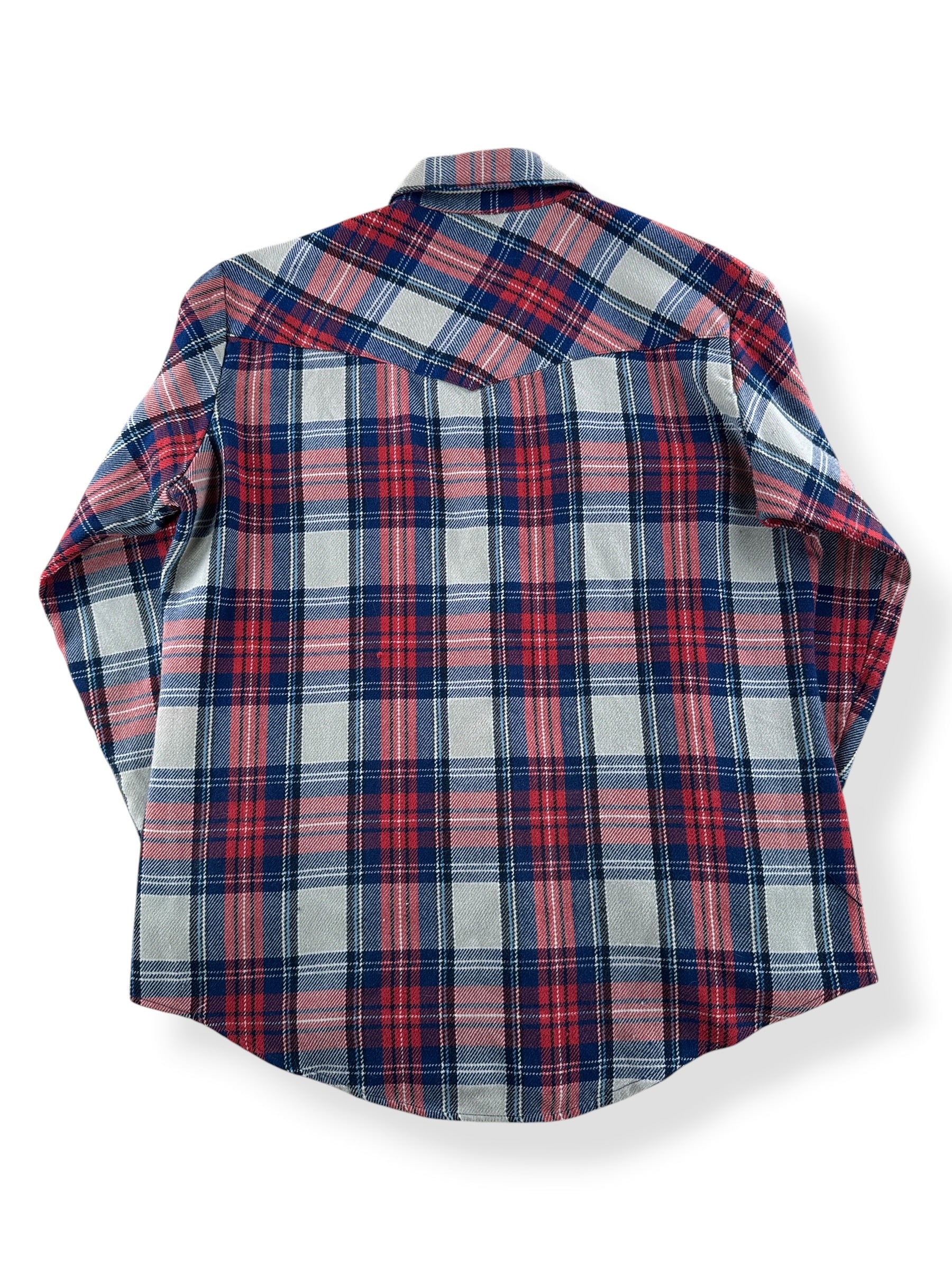 Back of Vintage Sportsman Western Wool Flannel Pearlsnap SZ L