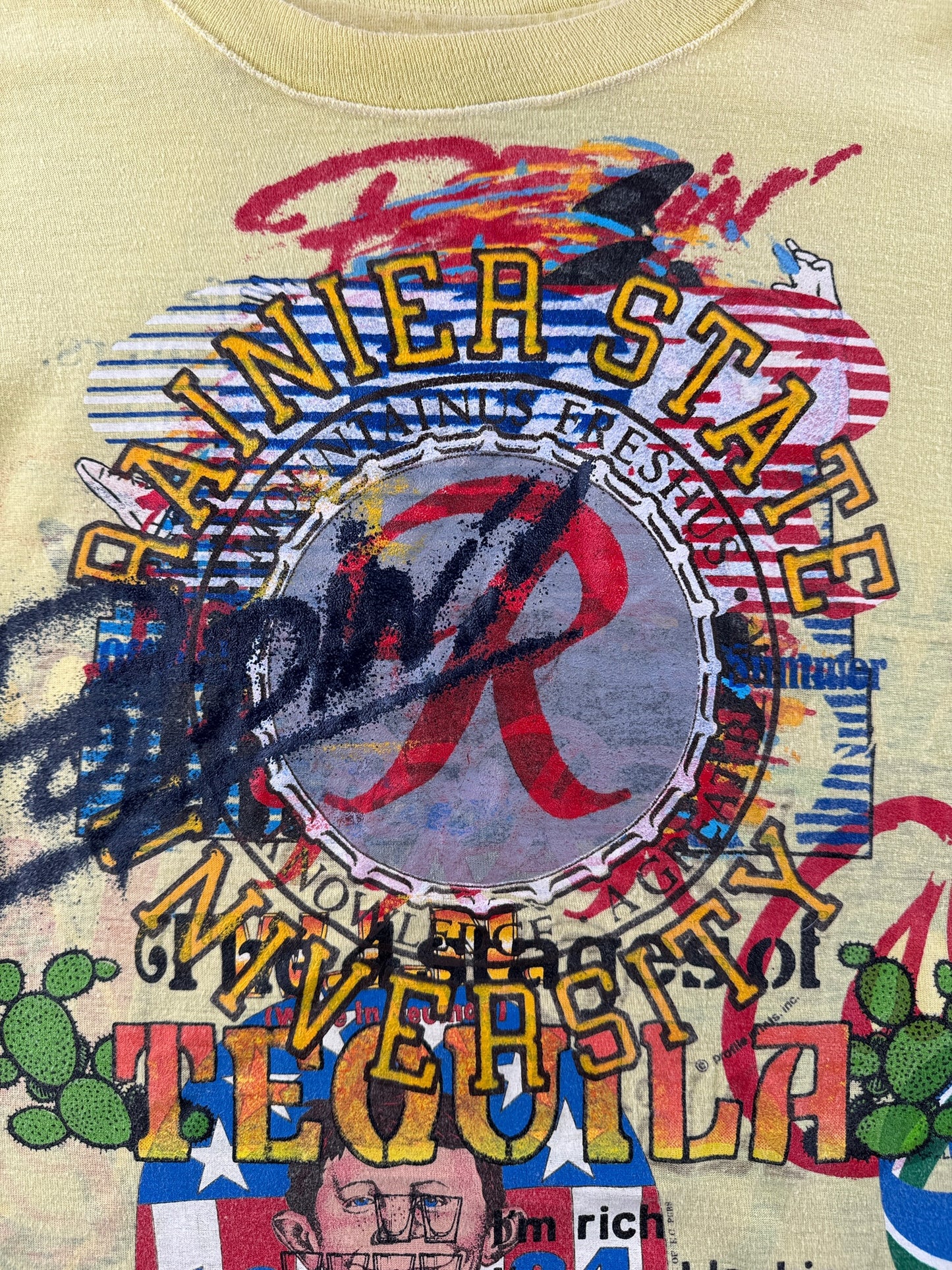 Graphic on inside of Vintage 1990s Washington Test Print Tee SZ M