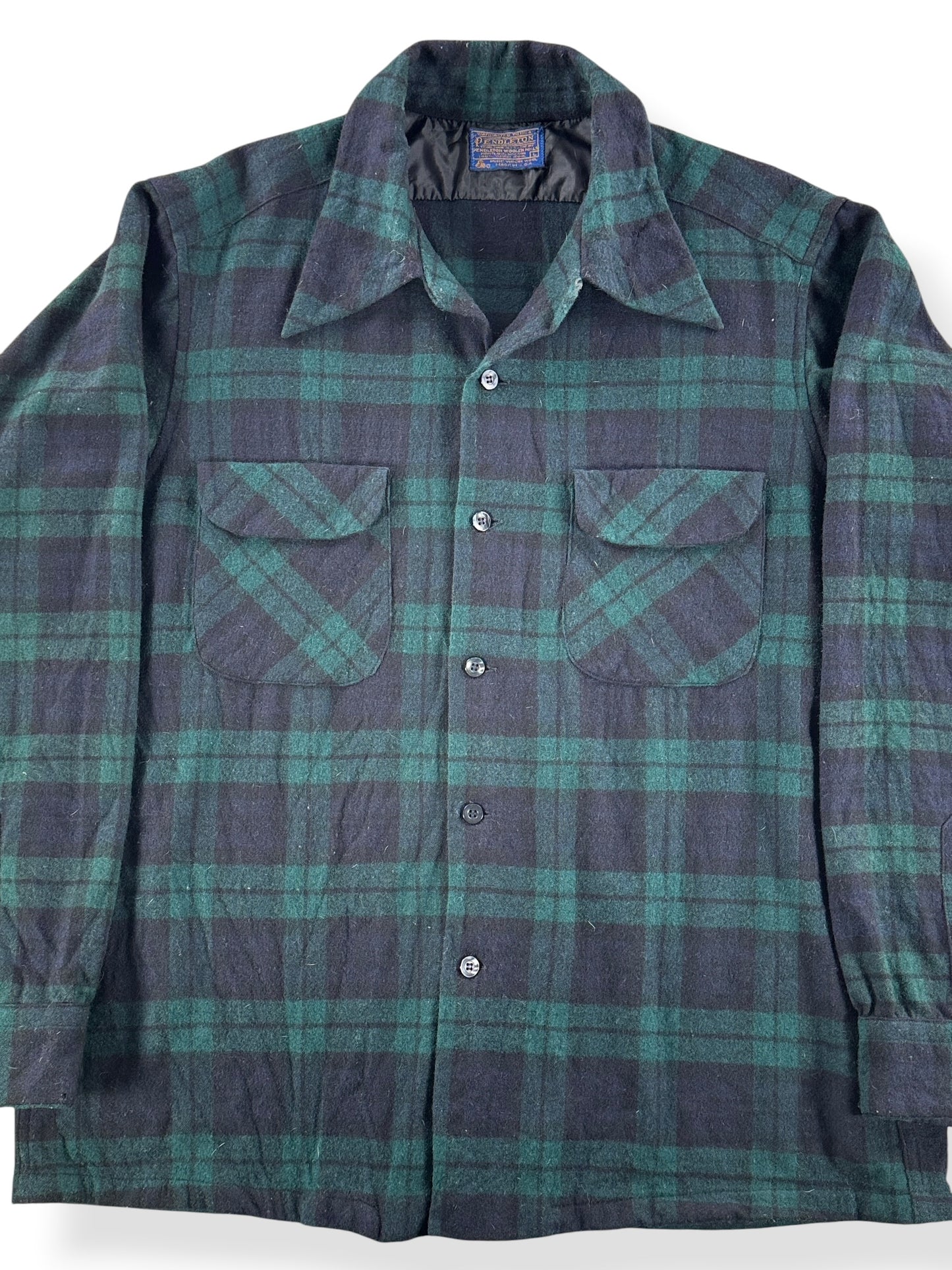 Front Close Up of Vintage 60s/70s Era Pendleton Board Shirt SZ L