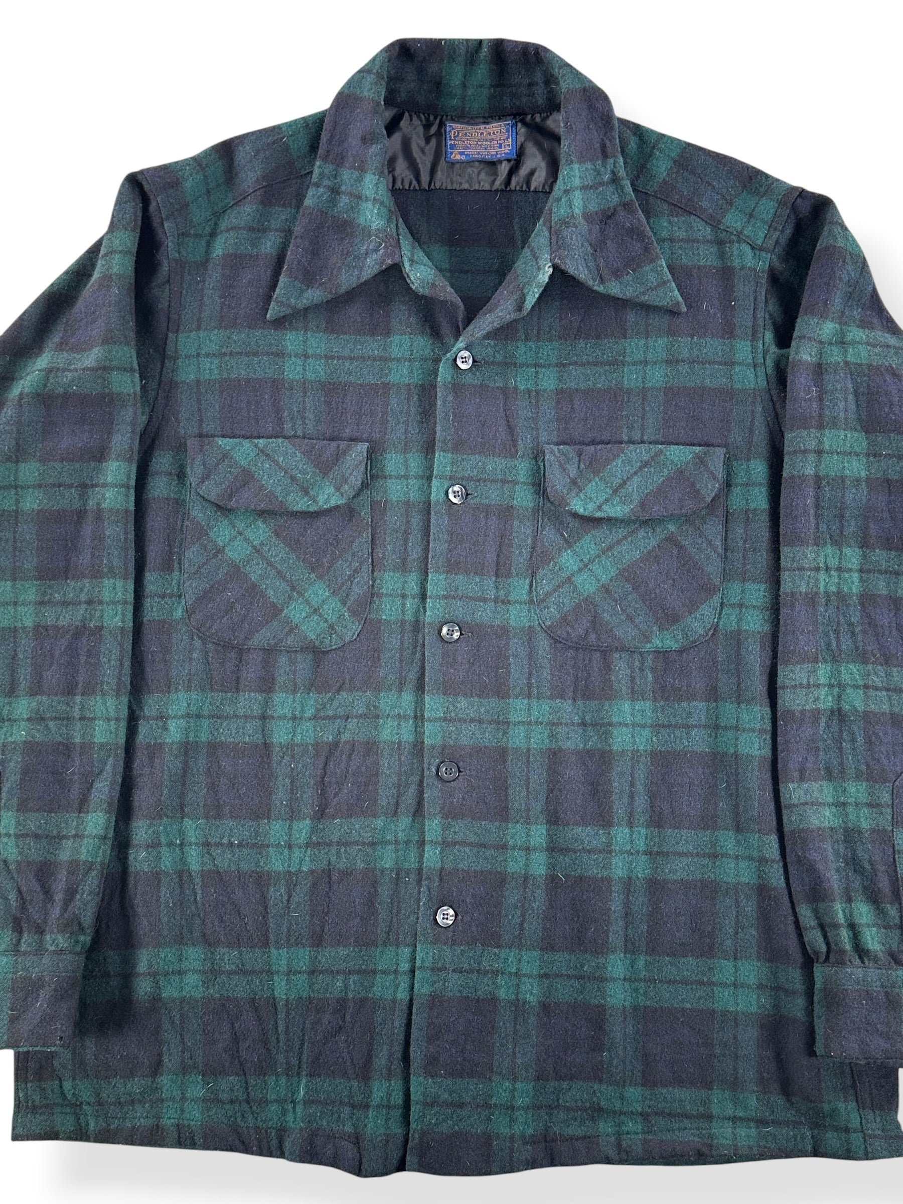 Front Close Up of Vintage 60s/70s Era Pendleton Board Shirt SZ L