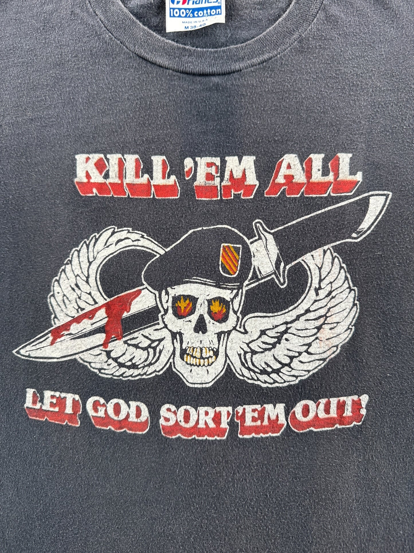 Graphic of Vintage 1984 Sturgis Kill Em All Tee SZ M (Fits S)