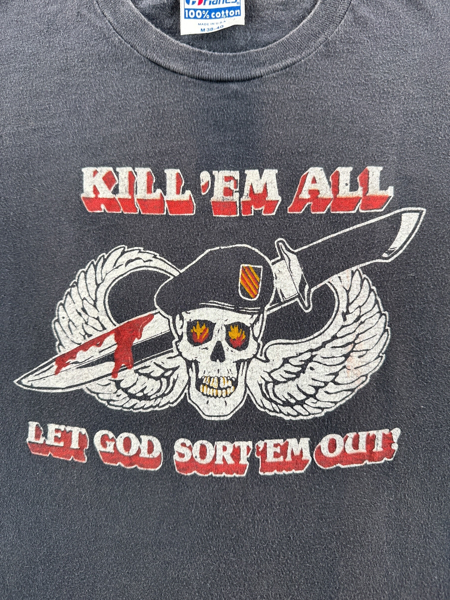 Graphic of Vintage 1984 Sturgis Kill Em All Tee SZ M (Fits S)